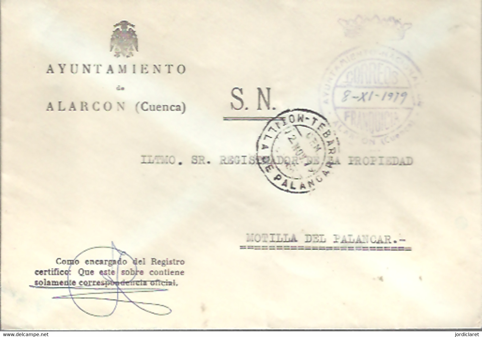 MARCA  AYUNTAMIENTO  ALARCON  CUENCA 1979 - Franchigia Postale