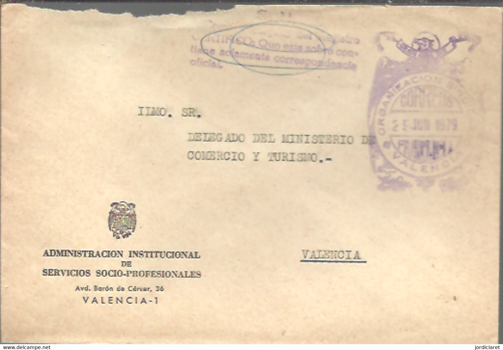 MARCA ORGANIZACION  SINDICAL 1979 - Franquicia Postal