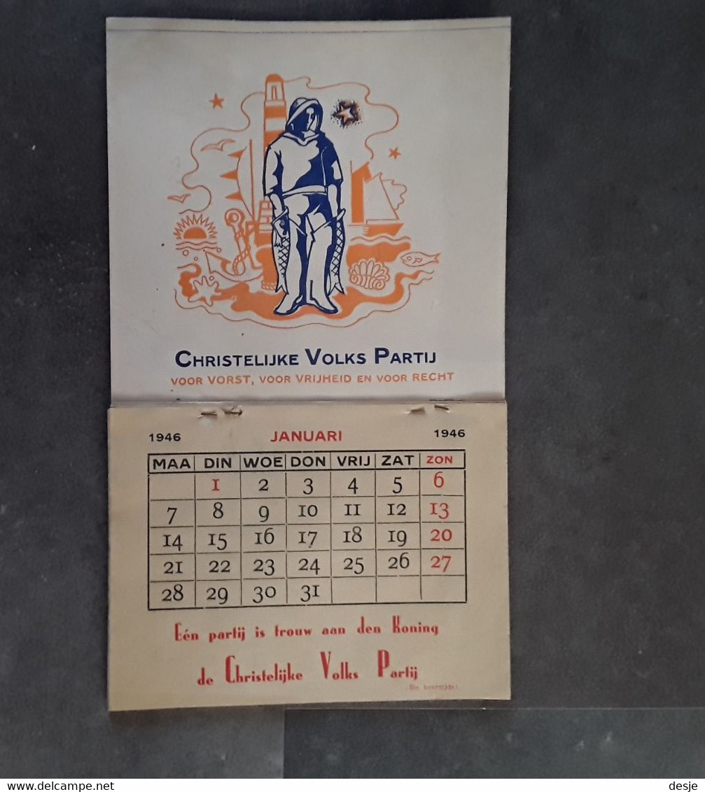Kalender Christelijke Volks Partij, 1946, Oostende - Pratique