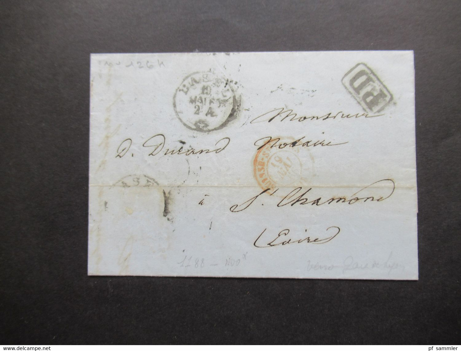 Schweiz 1866 Faltbrief Mit Inhalt PD Brief Basel - Saint Chamond Vorne 4 Stempel / Rückseitig 3 Stempel - Briefe U. Dokumente