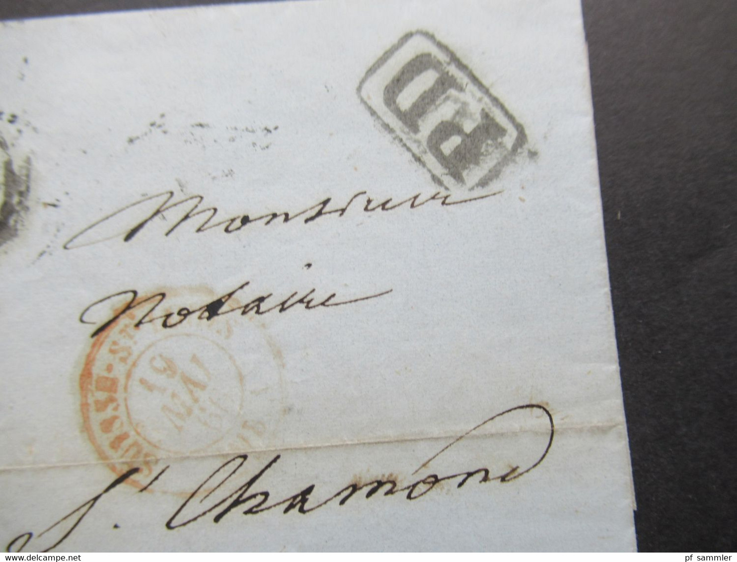 Schweiz 1866 Faltbrief Mit Inhalt PD Brief Basel - Saint Chamond Vorne 4 Stempel / Rückseitig 3 Stempel - Brieven En Documenten