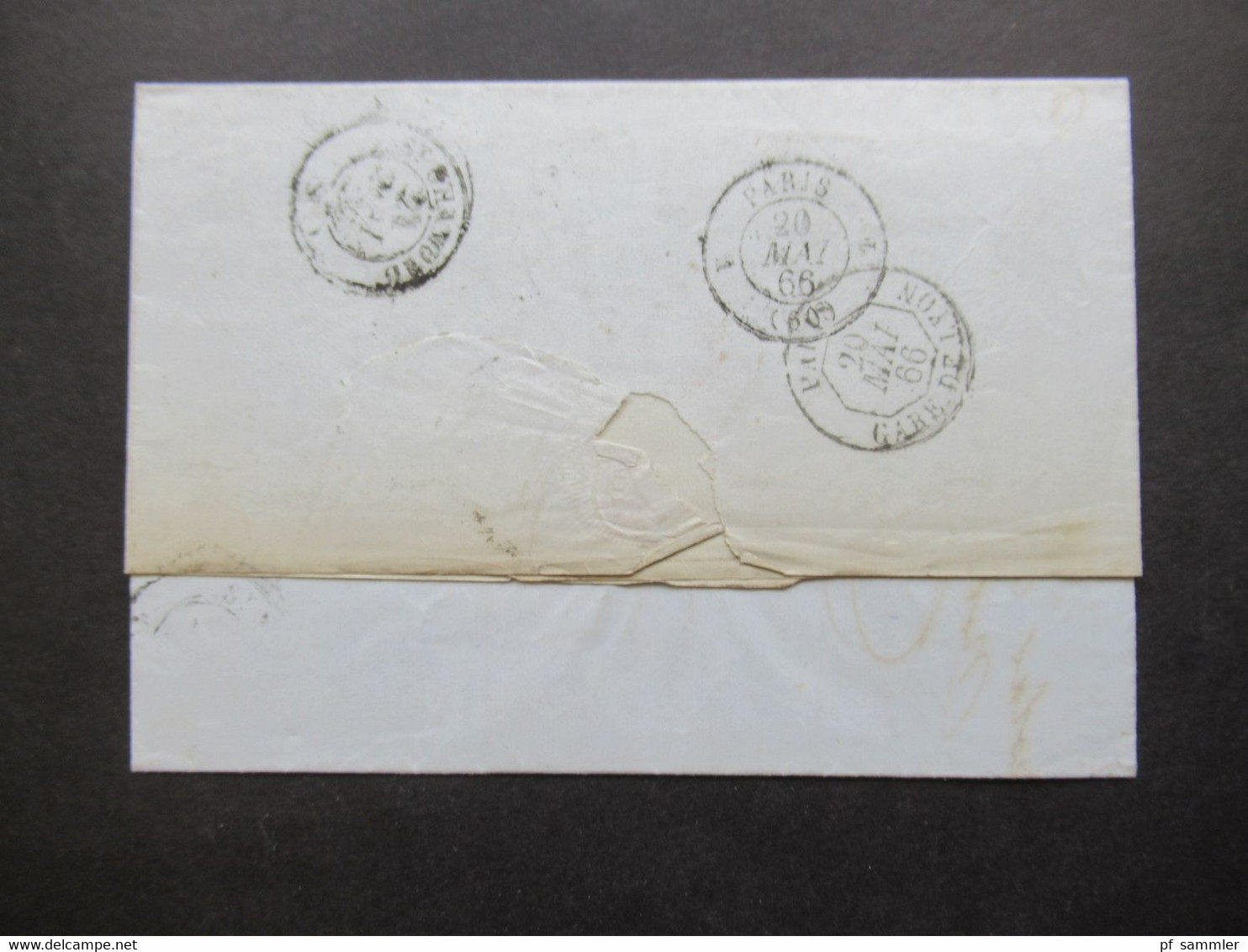 Schweiz 1866 Faltbrief Mit Inhalt PD Brief Basel - Saint Chamond Vorne 4 Stempel / Rückseitig 3 Stempel - Briefe U. Dokumente
