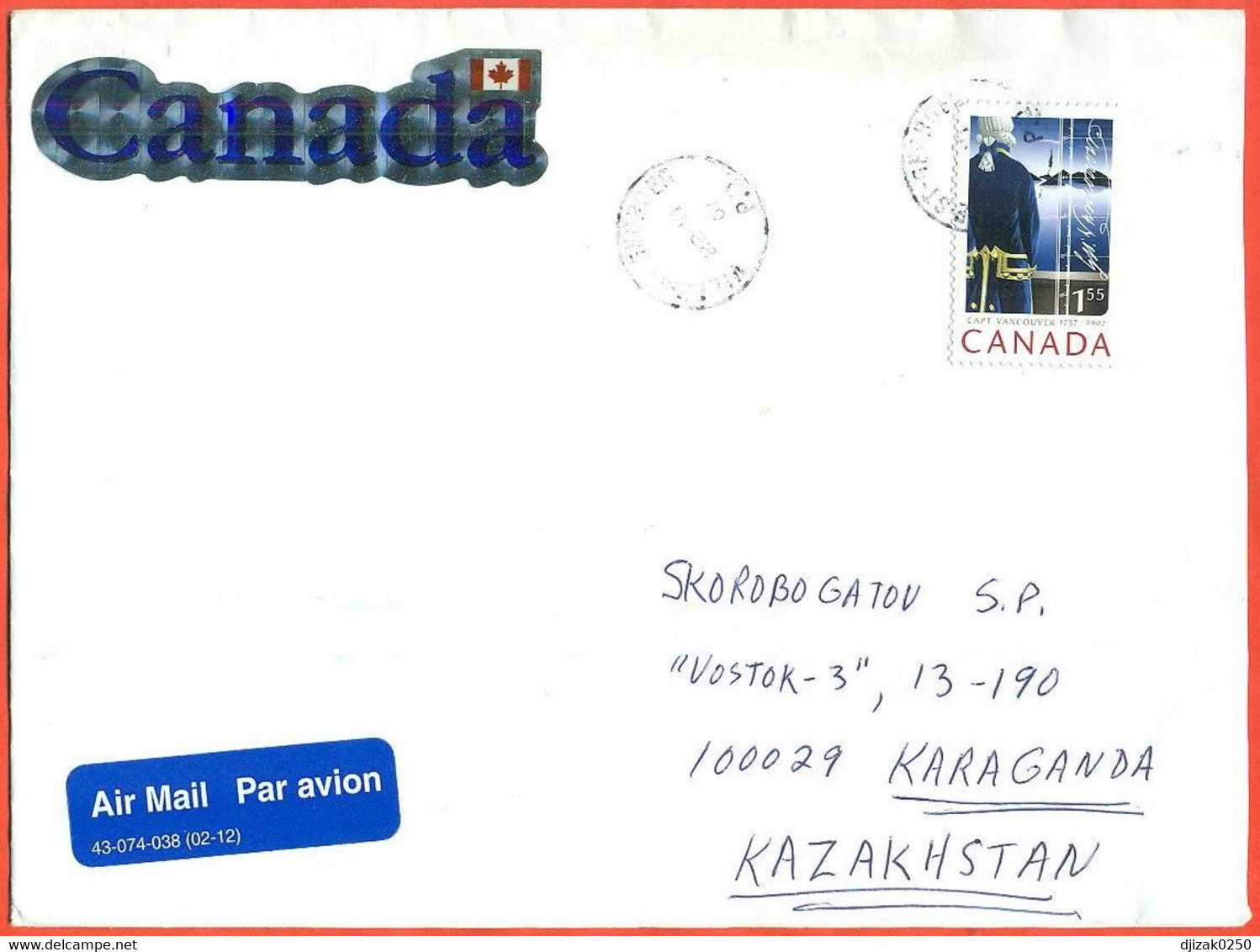 Canada 2007. Captain George Vancouver. The Envelope  Passed Through The Mail. Stamp From Block.Airmail. - Cartas & Documentos