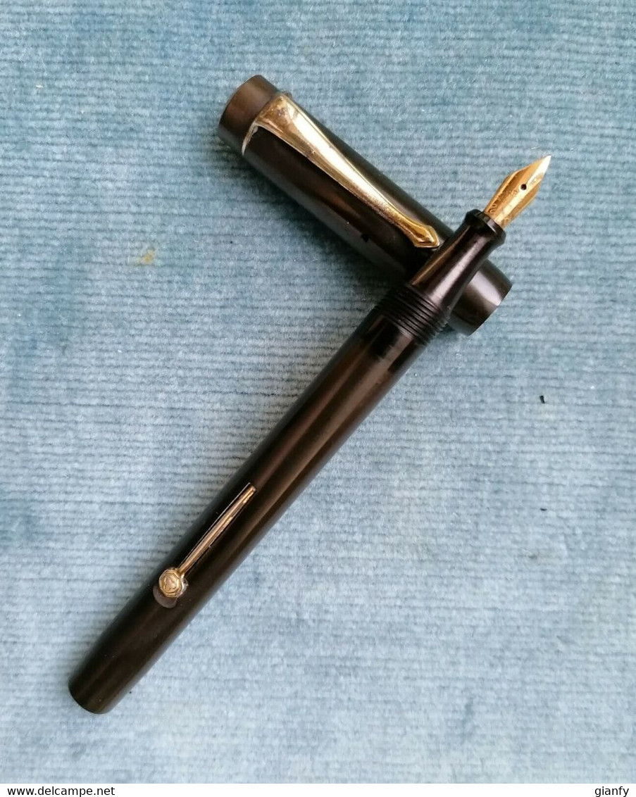 PENNA STILOGRAFICA MAJESTIC LEVER FILLING N.1 1930 FOUNTAIN PEN VINTAGE GOLD NIB - Stylos