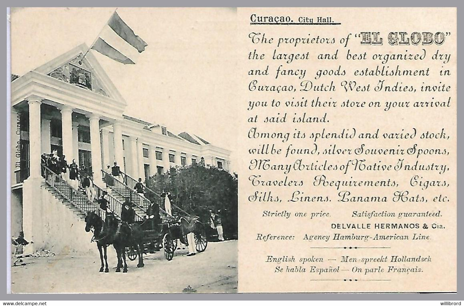 CURACAO - 1905 1c Cipher LOCAL USE - Advertising Sent To Arriving Tourists - Curazao, Antillas Holandesas, Aruba