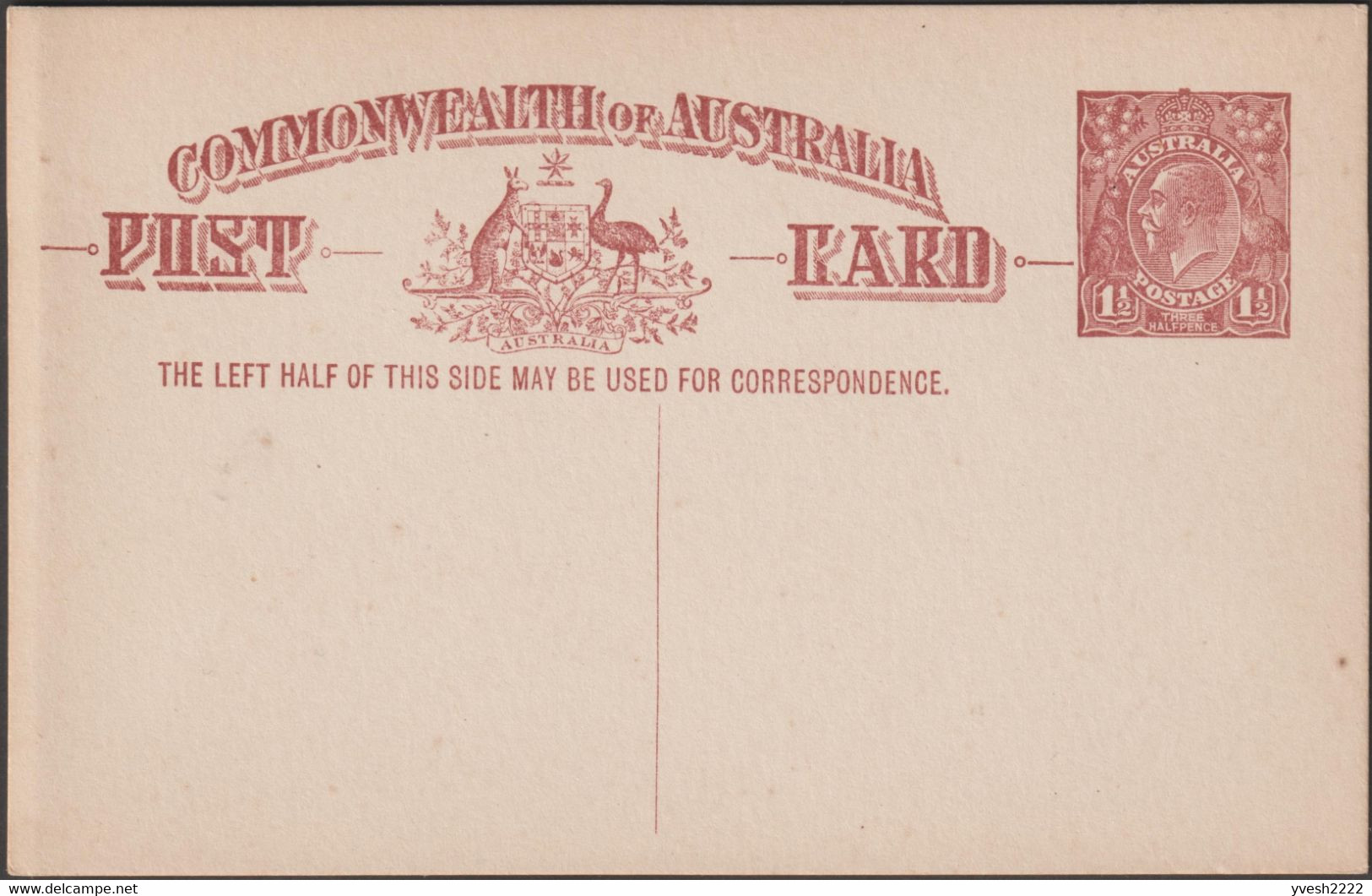 Australie 1922. 3 Entiers Postaux à 1½ Penny à L'effigie De George V. 3 Couleurs Différentes. Kangourou Et émeu - Straussen- Und Laufvögel