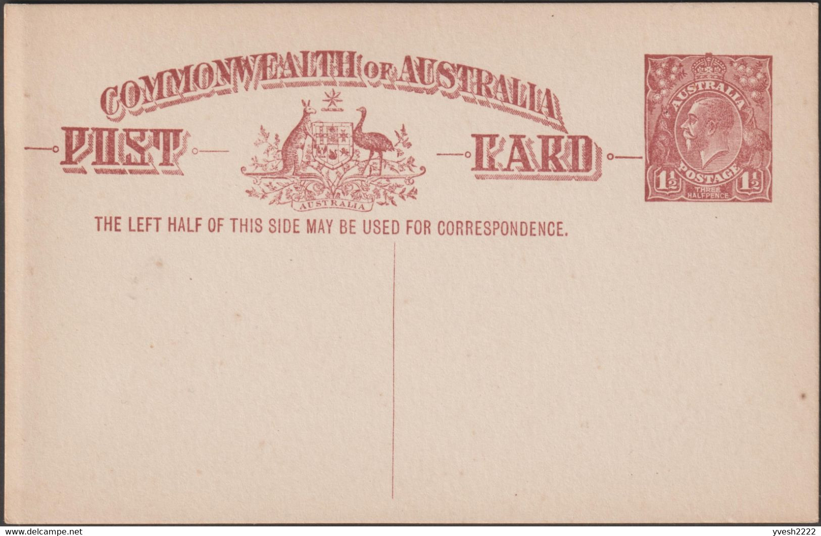Australie 1922. 3 Entiers Postaux à 1½ Penny à L'effigie De George V. 3 Couleurs Différentes. Kangourou Et émeu - Autruches