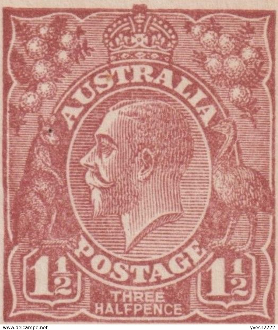 Australie 1922. 3 Entiers Postaux à 1½ Penny à L'effigie De George V. 3 Couleurs Différentes. Kangourou Et émeu - Struzzi
