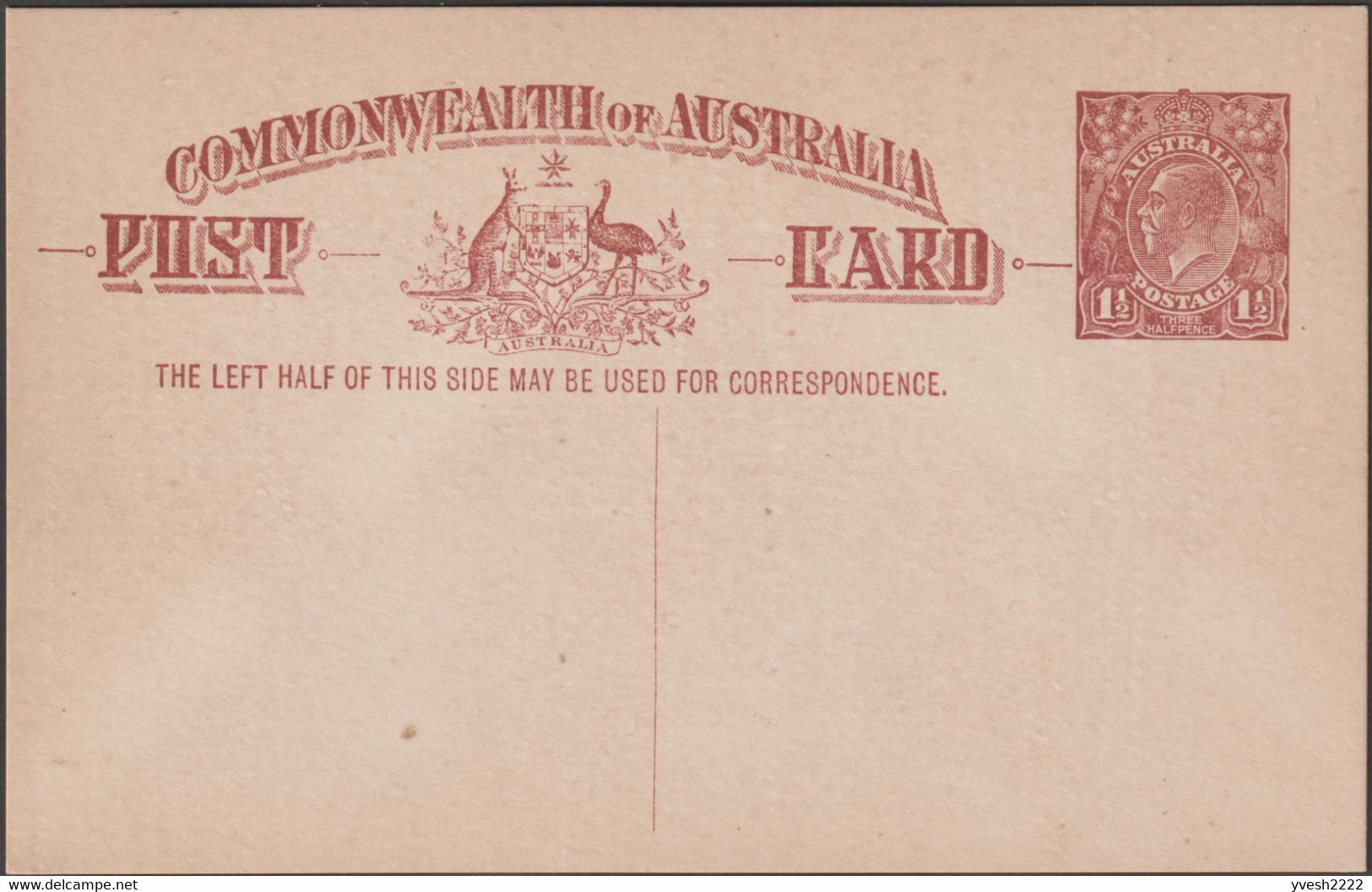 Australie 1922. 3 Entiers Postaux à 1½ Penny à L'effigie De George V. 3 Couleurs Différentes. Kangourou Et émeu - Ostriches