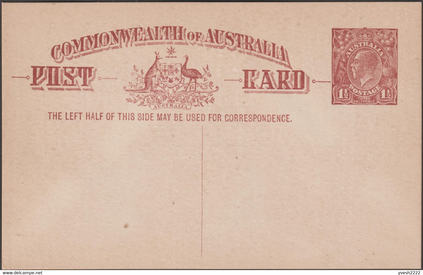 Australie 1922. 3 Entiers Postaux à 1½ Penny à L'effigie De George V. 3 Couleurs Différentes. Kangourou Et émeu - Autruches