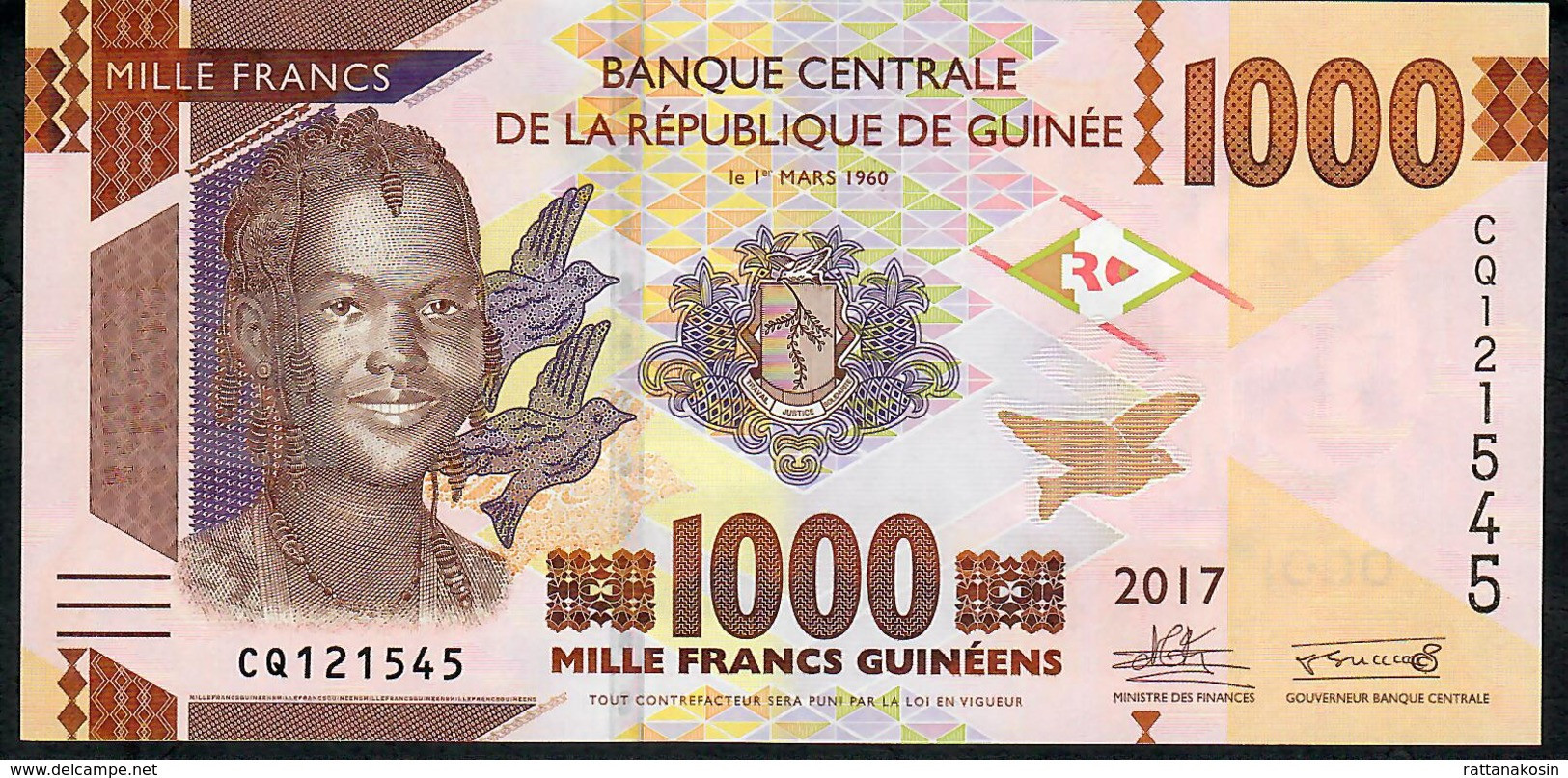 GUINEA P48b 1000 FRANCS 2017 #CQ      UNC. - Guinea