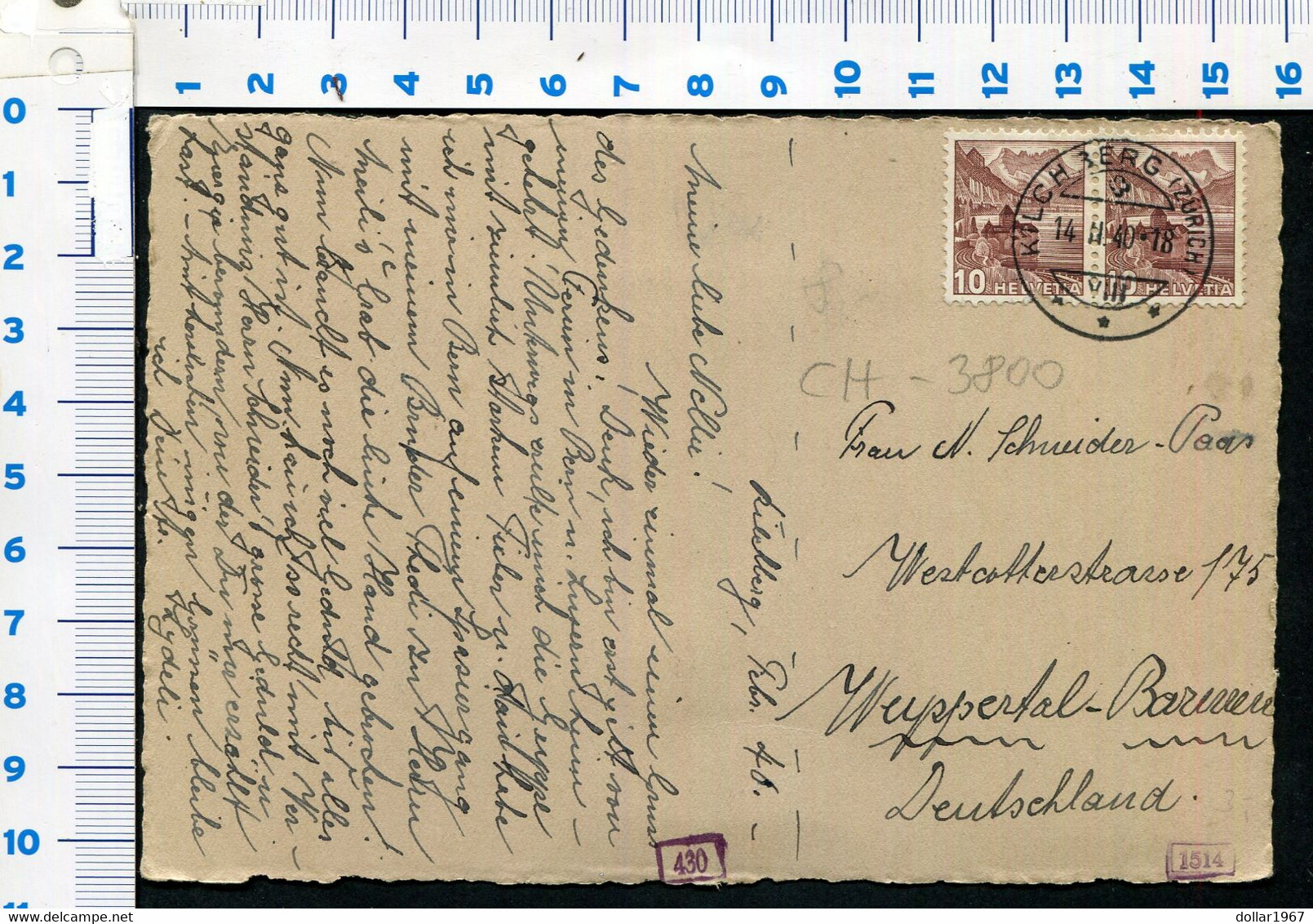 Selbstgemachte Karte  Dinslaken -   Used 14-2-1940  - Scans For Condition.(Originalscan !!) - Dinslaken