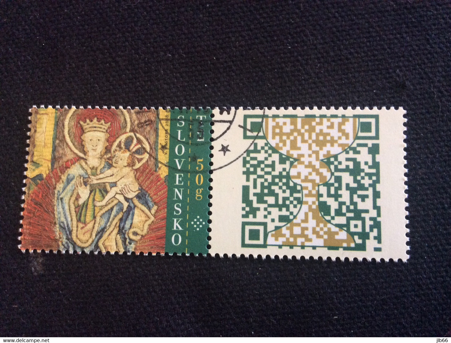 SK 2018 YT 753A + Vignette QR-code Oblitéré Noël Christmas Vêtement Liturgique Vierge à L’enfant - Gebraucht