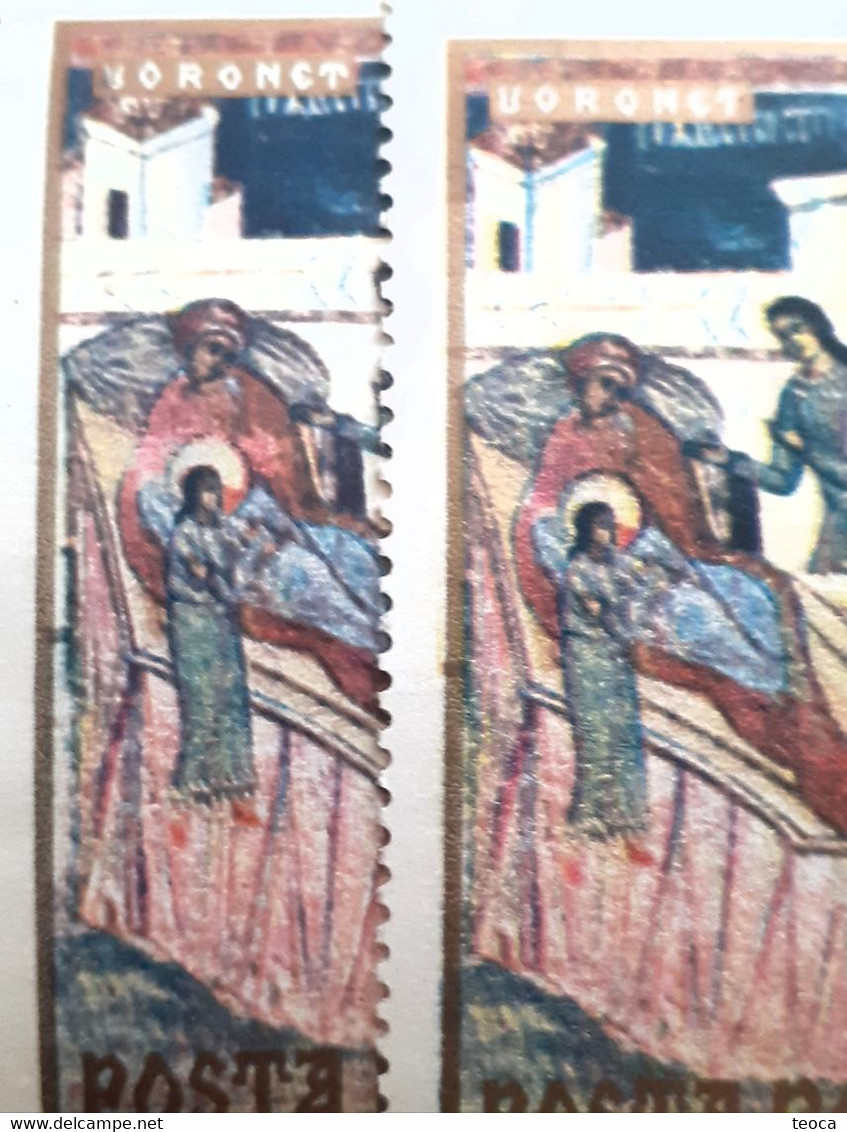 Errors Romania 1970 # MI 2861  Printed Border Misplaced Painting Frescoes Voronet Moldova, The Life Of St. Antony - Plaatfouten En Curiosa