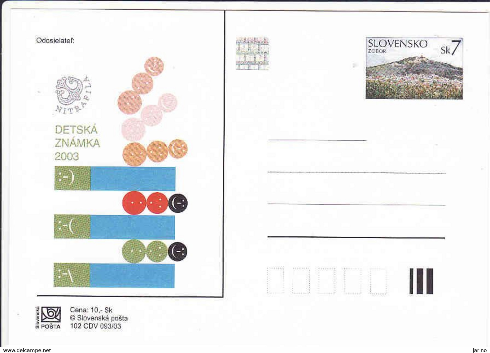 Slovakia 2003. Postal Stationery Card With Hologram, Nitrafila - Covers & Documents