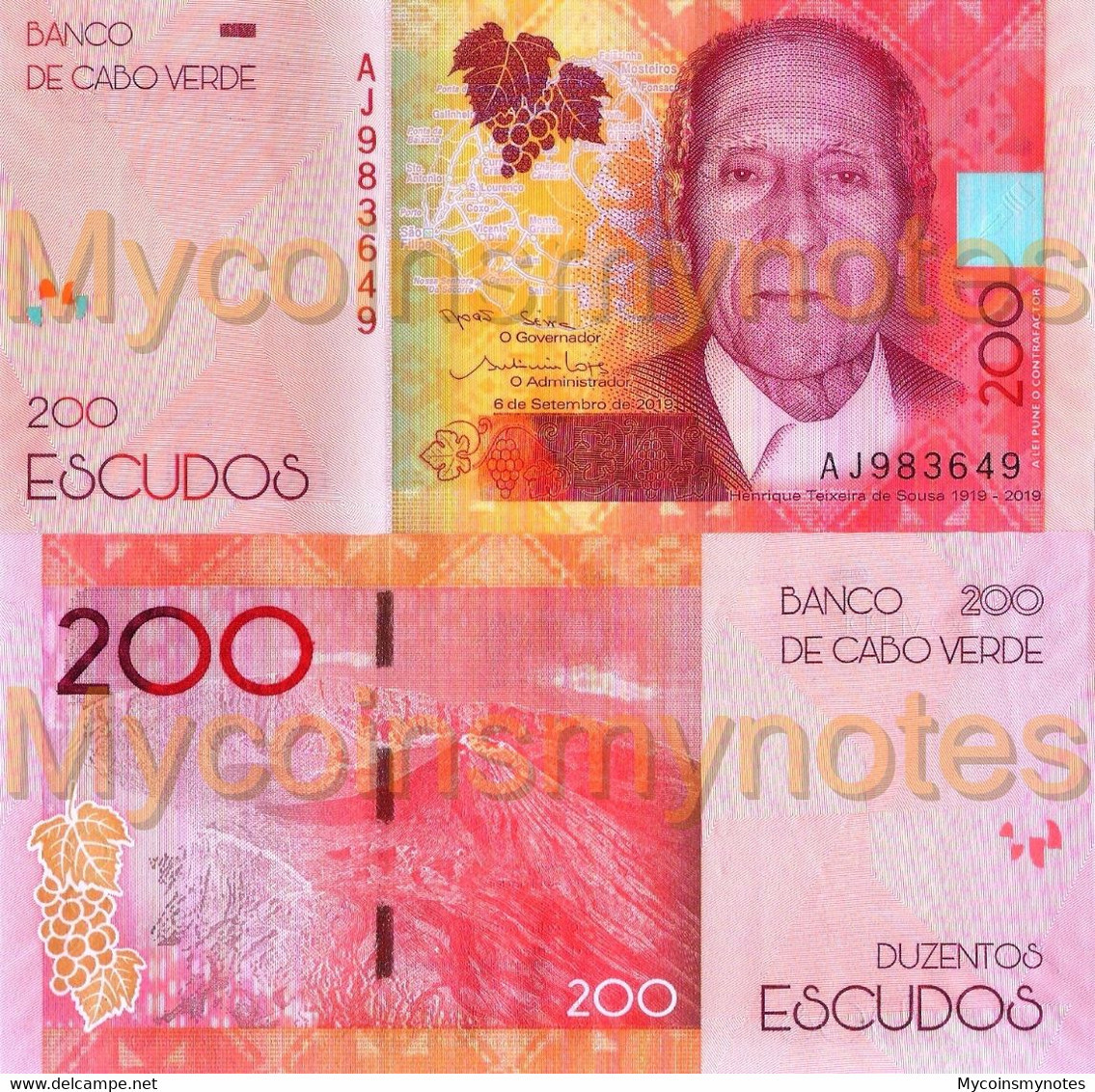 CAPE VERDE 200 Escudos From 2021, P-NEW, Paper, New Siganature, UNC - Capo Verde