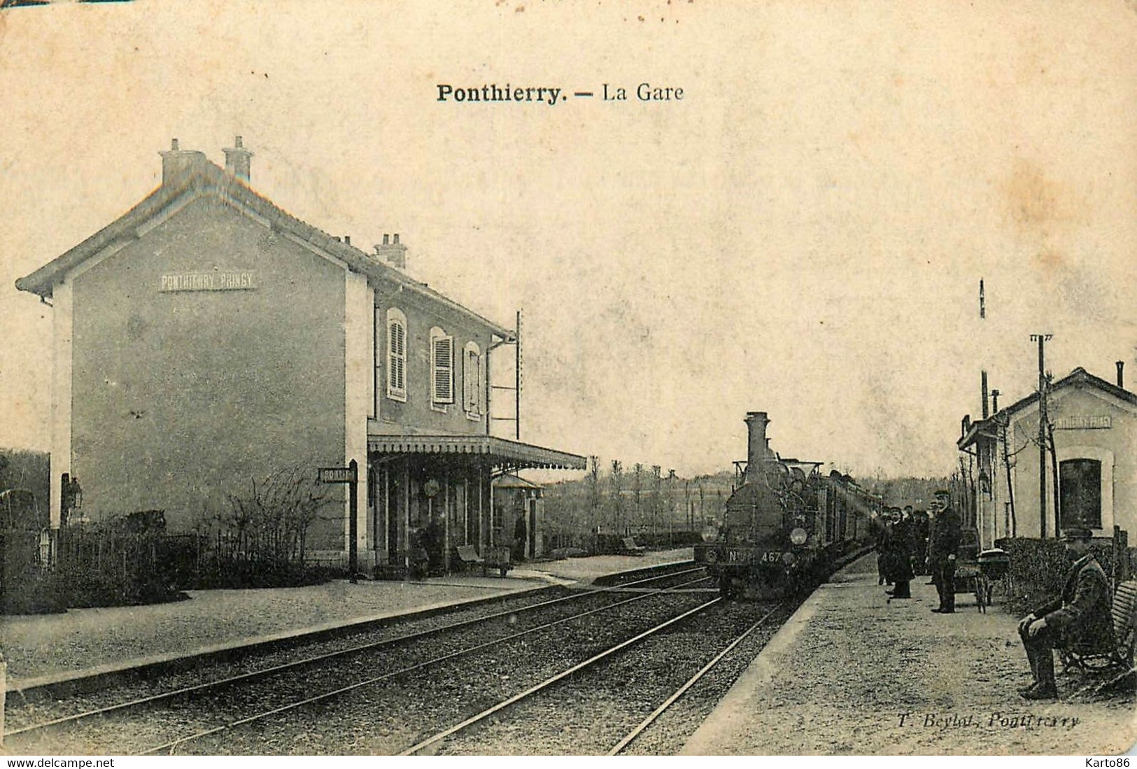 Ponthierry , St Fargeau * La Gare * Arrivée Train Locomotive Machine * Ligne Chemin De Fer Seine Et Marne - Saint Fargeau Ponthierry