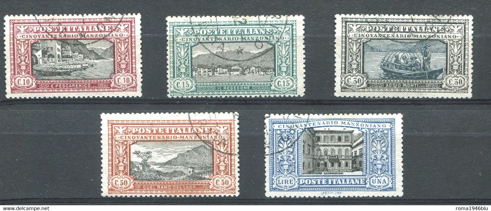 REGNO 1923 MANZONI 5 VALORI USATI CENTRATI - Used