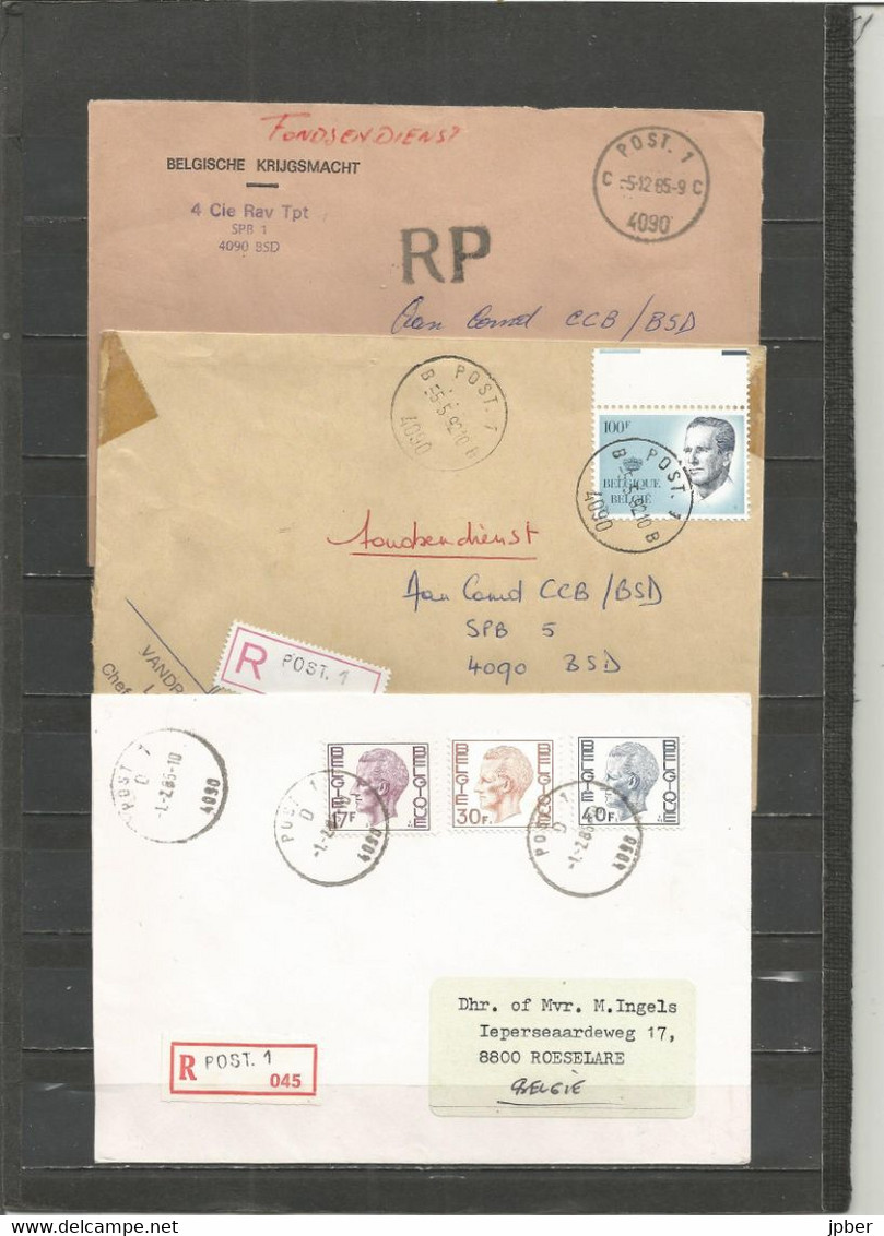 Belgique - Poste Militaire - Cachet "POST.1 4090" - Différents Types Et Dates - Dont 2 Recommandés - Covers & Documents