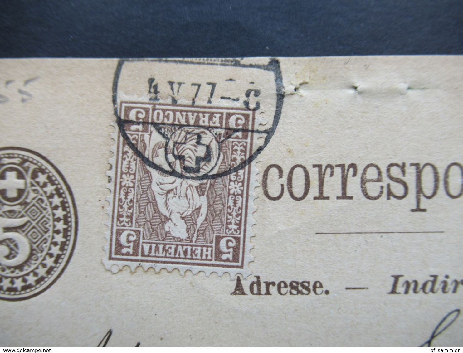 Schweiz 1877 Ganzsache Mit Zusatzfrankatur Auslandsverwendung St. Imier - Reims Suisse Pont Rückseitig 2 Weitere Stempel - Storia Postale