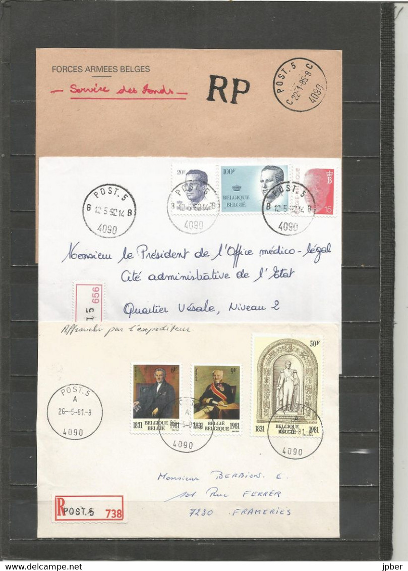 Belgique - Poste Militaire - Cachet "POST.5 4090" - Différents Types Et Dates - Dont 3 Recommandé - Cartas & Documentos