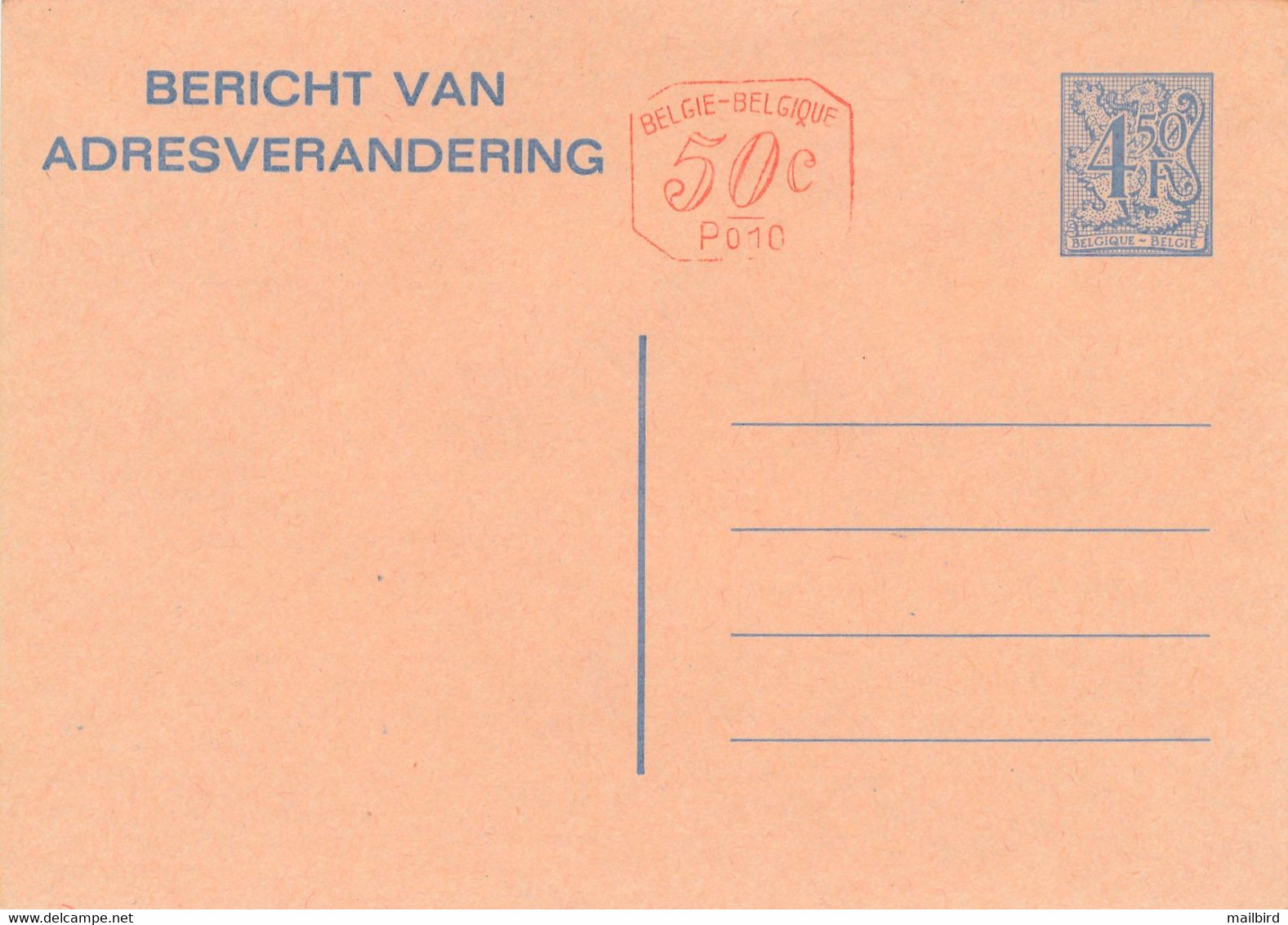 CA/AV 21 M1F - 4,50fr Bleu/blauw+P010M - Bericht Van Adresverandering -1977- NEUF / NIEUW - Avviso Cambiamento Indirizzo