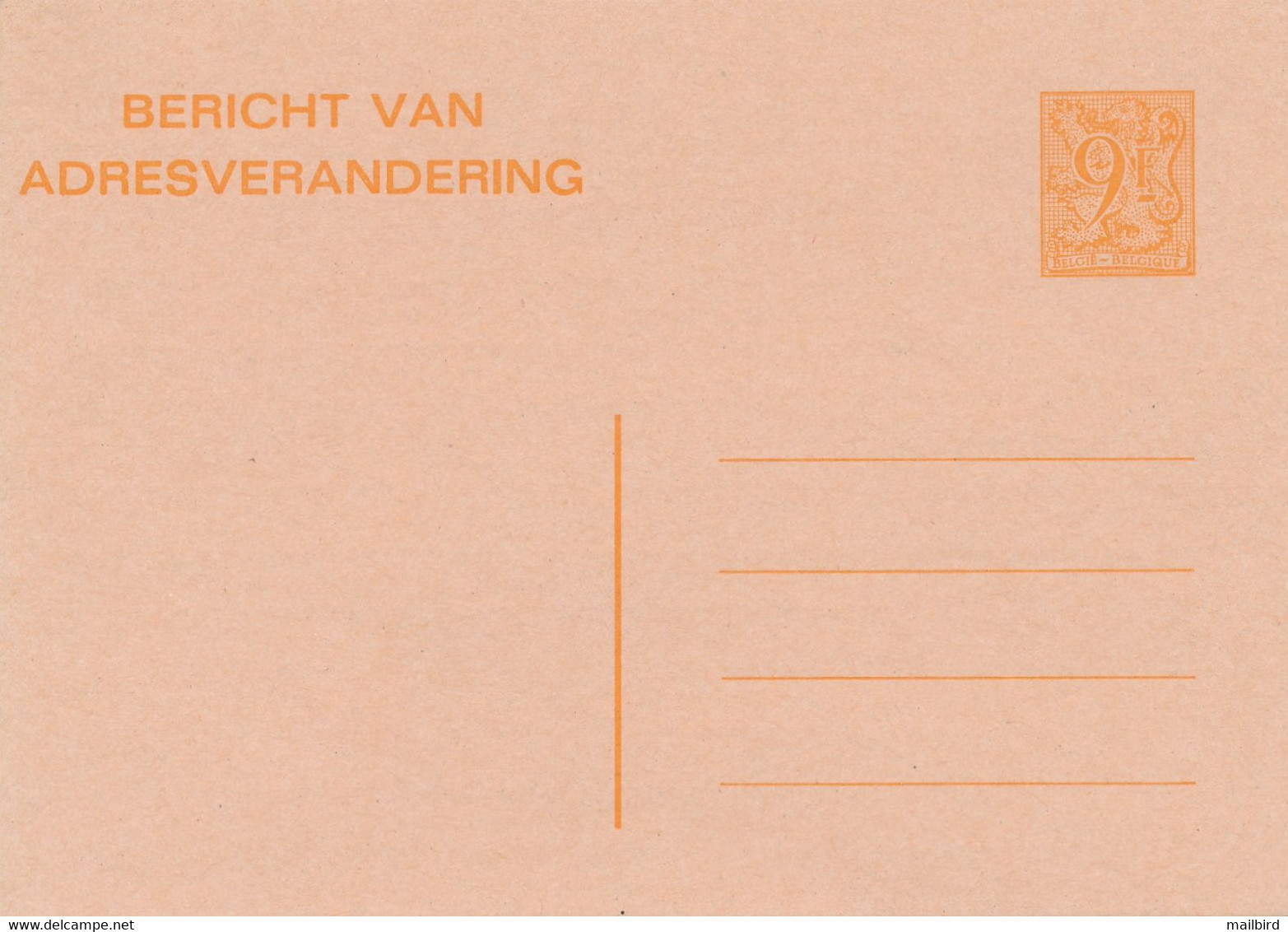 CA/AV 26 F- 9,00fr Orange/oranje -Avis De Changement D'Adresse/Bericht Van Adresverandering-1985- NEUF / NIEUW - Addr. Chang.