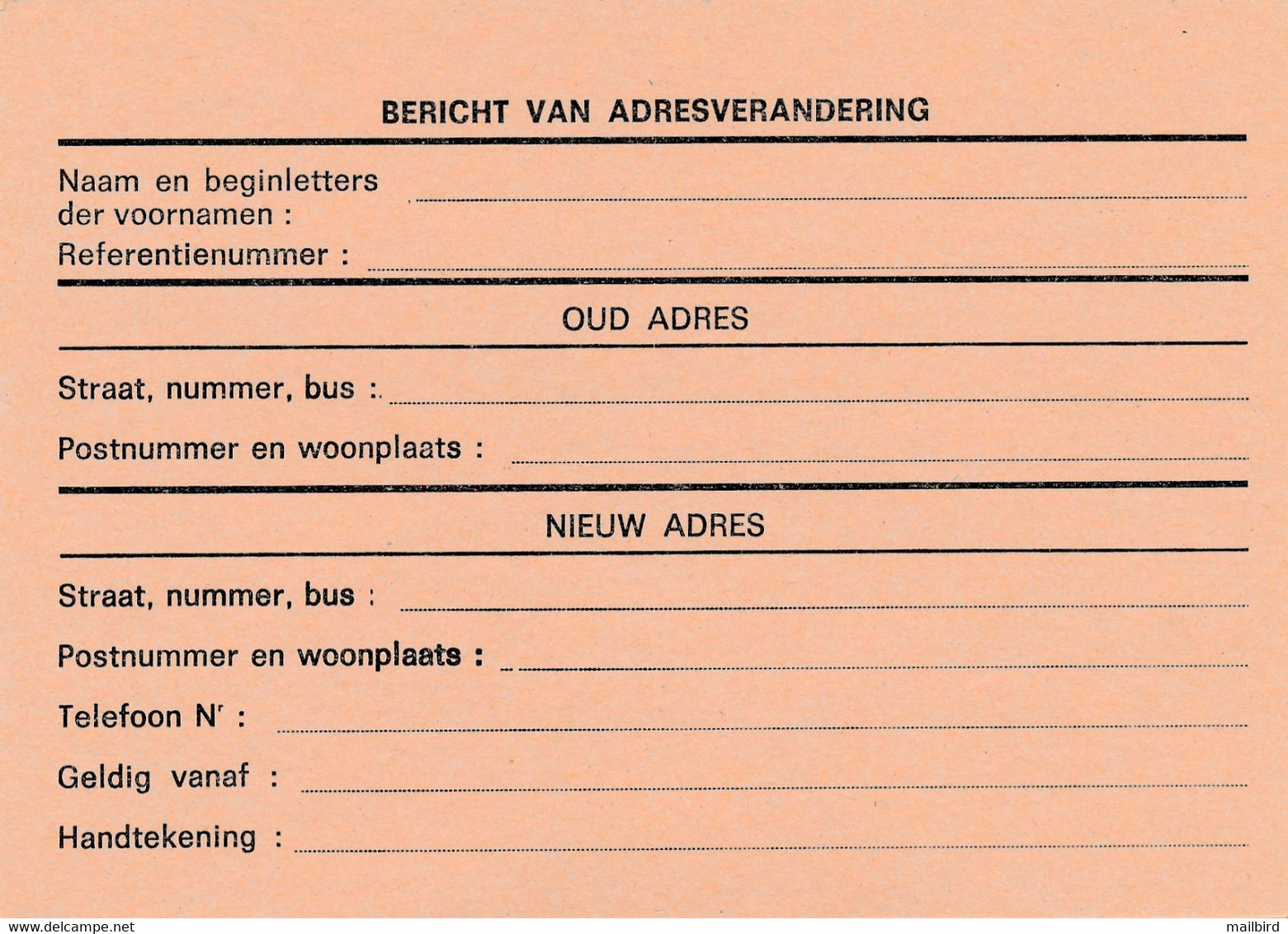 CA/AV 26 F- 9,00fr Orange/oranje -Avis De Changement D'Adresse/Bericht Van Adresverandering-1985- NEUF / NIEUW - Avviso Cambiamento Indirizzo