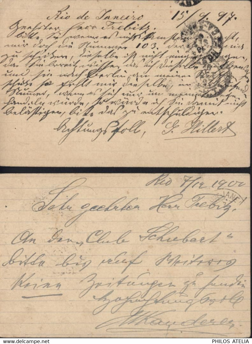 Brazil 2 Entiers Postaux Neste Lado So O Endereço 40 Reis Vert & Bleu 1897 Et 50 Reis Bleu 1900 CAD Rio De Janeiro - Entiers Postaux