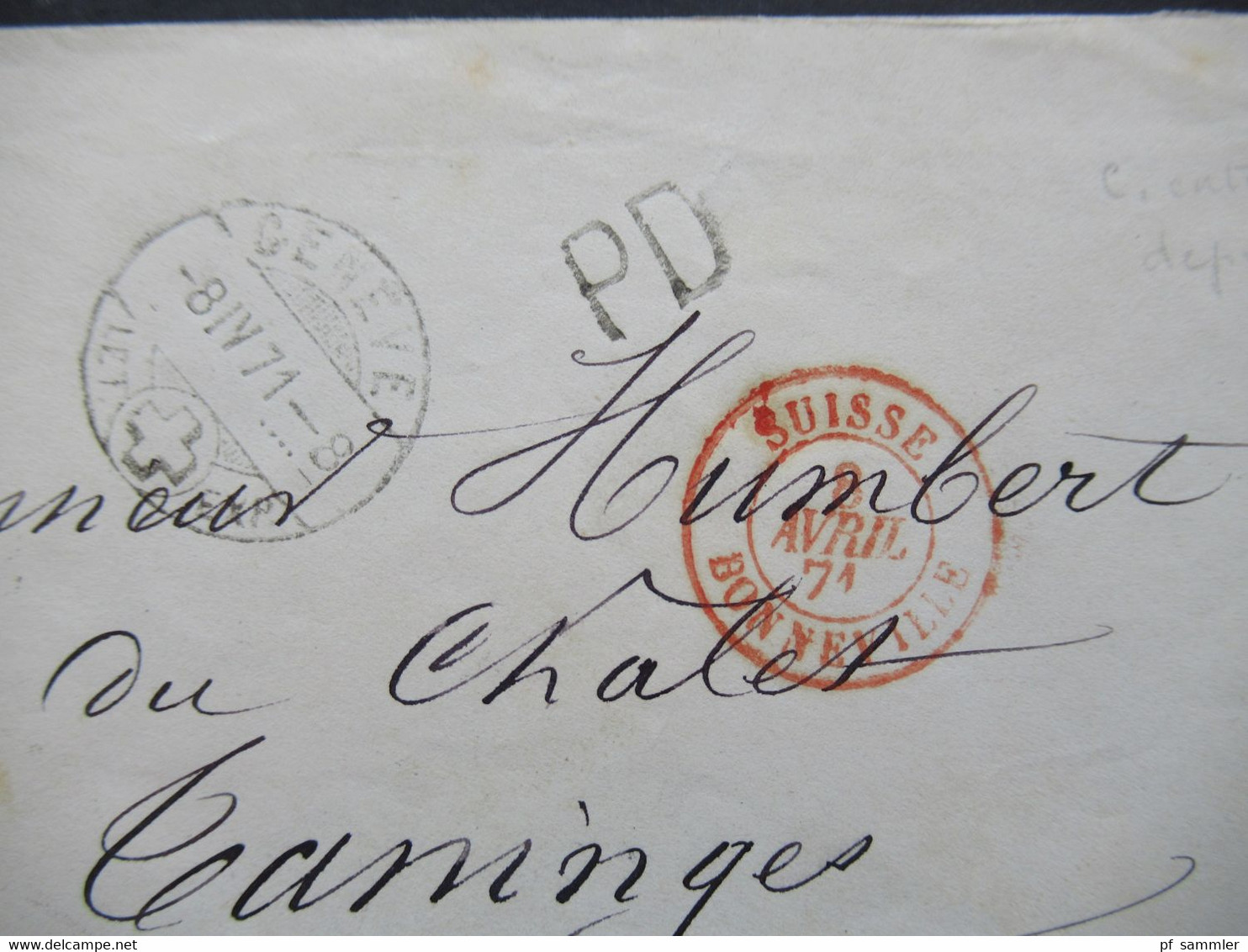 Schweiz 1871 Michel Nr.33 EF Auslandsbrief Geneve - Taninges Mit Ank. Stempel PD Brief Roter K2 Suisse Bonneville - Briefe U. Dokumente