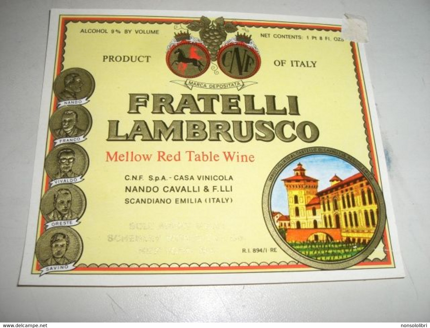 ETICHETTA FRATELLI LAMBRUSCO MELLOW RED TABLE WINE - Castelli