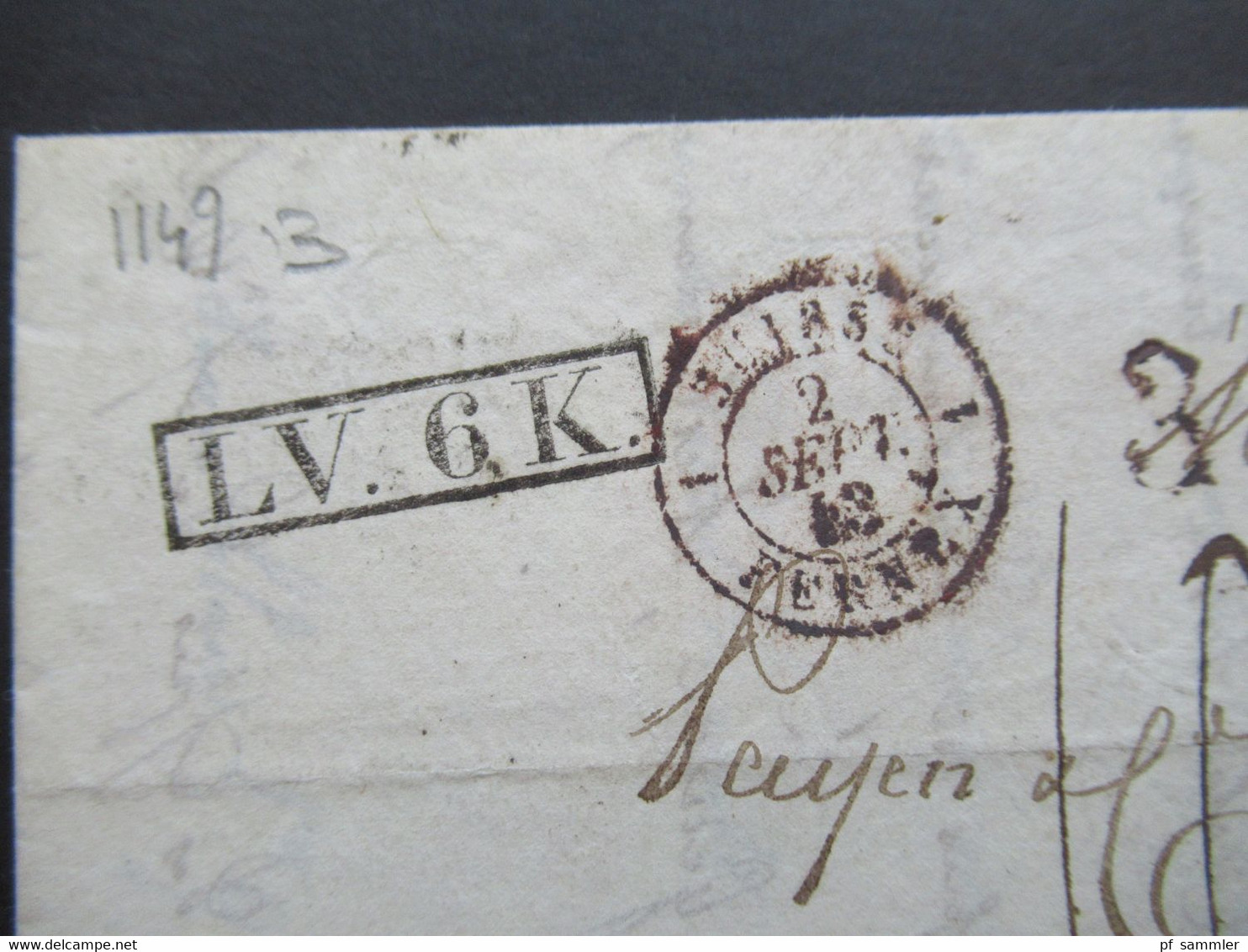 1843 Ra1 LV.6 K. Und Schwarze Stempel K2 Suisse 1 Fernex Und K2 Vevey Faltbrief Mit Inhalt über Lyon Nach Marseille - ...-1845 Precursores