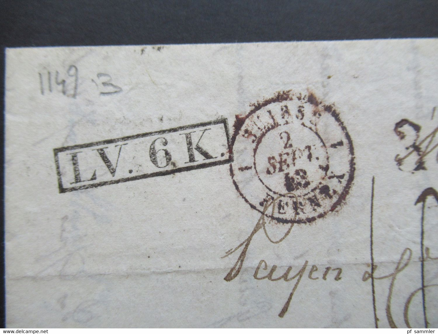1843 Ra1 LV.6 K. Und Schwarze Stempel K2 Suisse 1 Fernex Und K2 Vevey Faltbrief Mit Inhalt über Lyon Nach Marseille - ...-1845 Prefilatelia