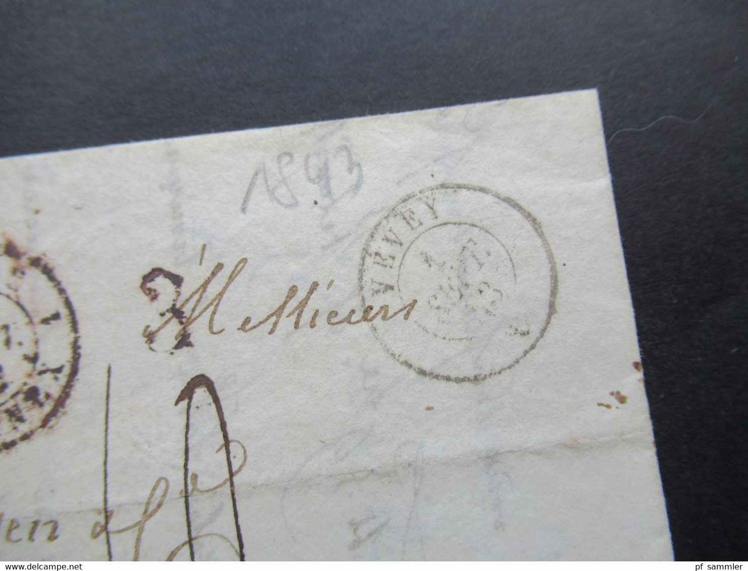 1843 Ra1 LV.6 K. Und Schwarze Stempel K2 Suisse 1 Fernex Und K2 Vevey Faltbrief Mit Inhalt über Lyon Nach Marseille - ...-1845 Préphilatélie