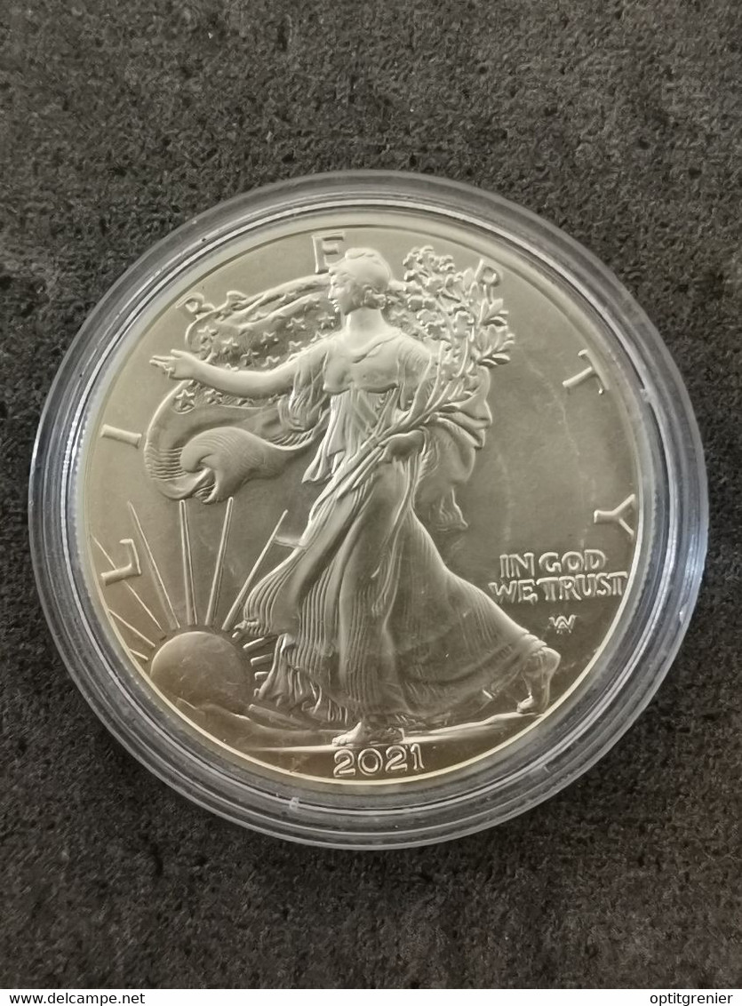 1 DOLLAR AMERICAN SILVER EAGLE NEW REVERSE 1 OZ 2021 ARGENT USA / SILVER / CAPSULE - Non Classés