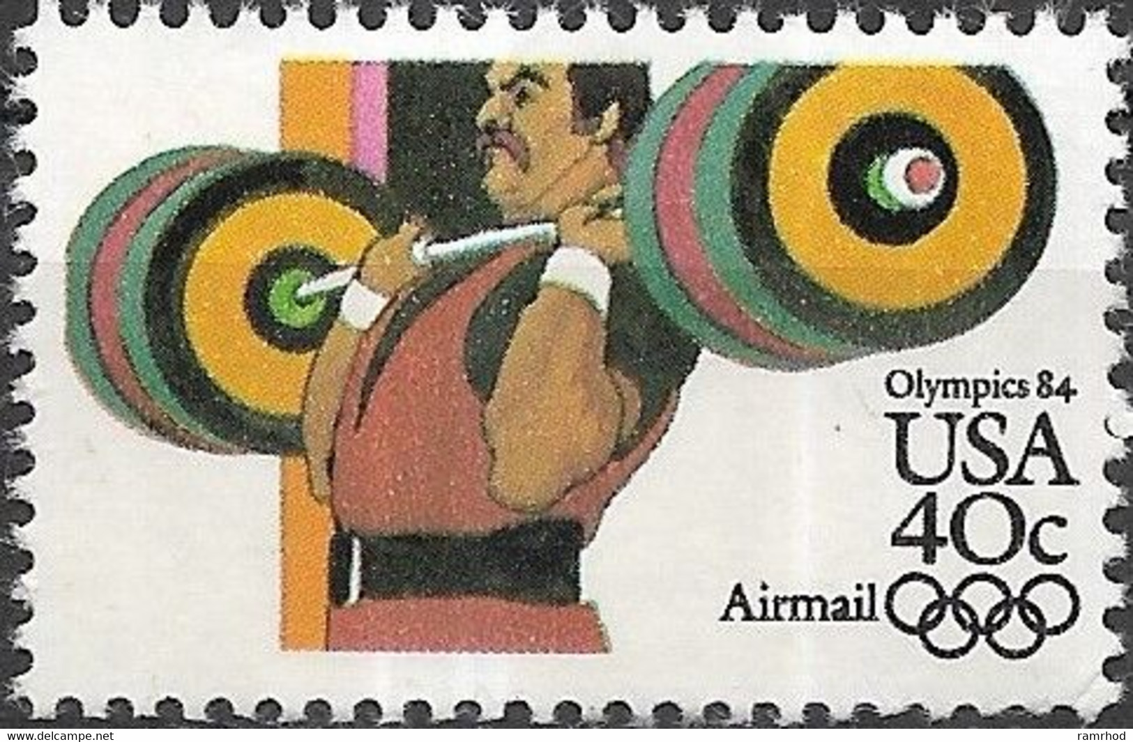 USA 1983 Air. Olympic Games, Los Angeles - 40c. - Weightlifting MNH - 3b. 1961-... Unused