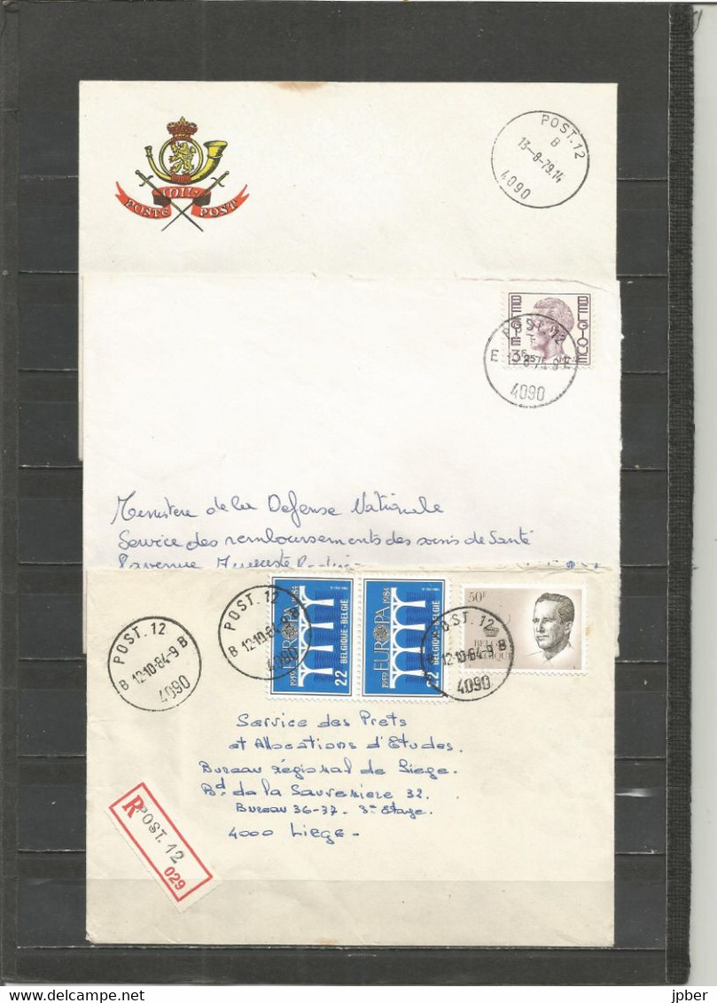 Belgique - Poste Militaire - Cachet "POST.12 4090" - Différents Types Et Dates - Dont 1 Recommandé - Covers & Documents