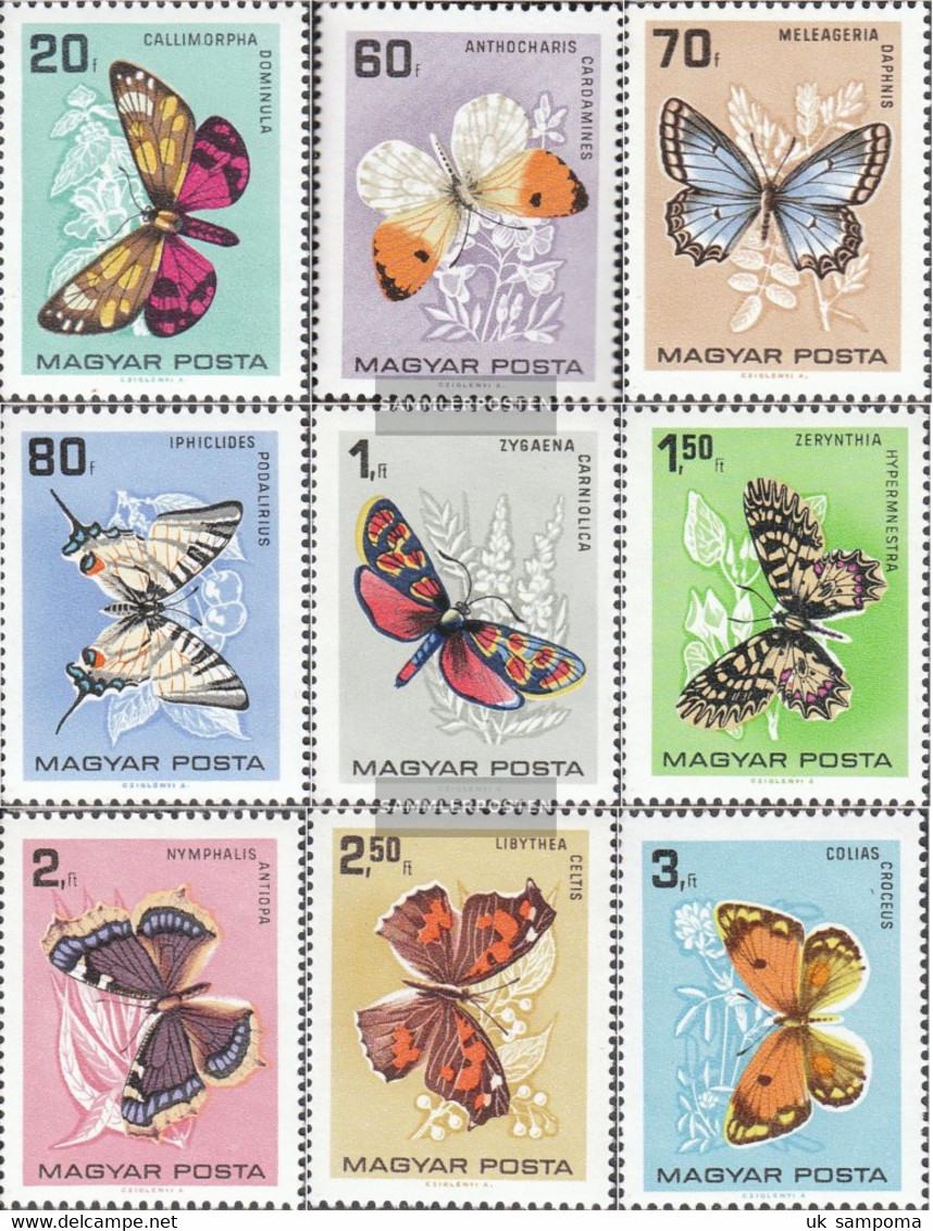 Hungary 2201A-2209A (complete Issue) Unmounted Mint / Never Hinged 1966 Butterflies - Nuovi