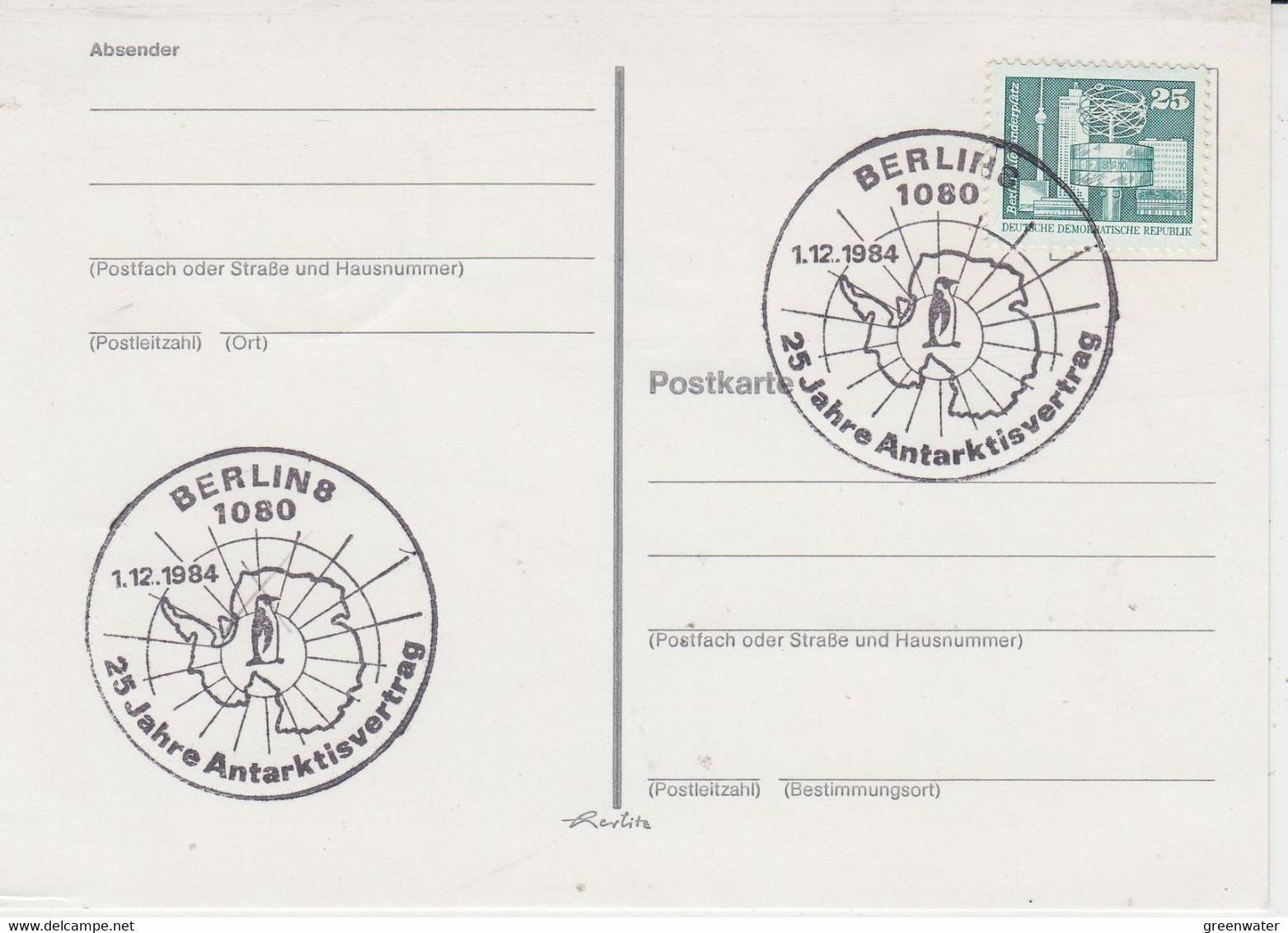Germany 1984 25.Jahre Antarktisvertrag / Antarctic Treaty Postcard Ca Berlin 1.12.1984 (57960) - Trattato Antartico