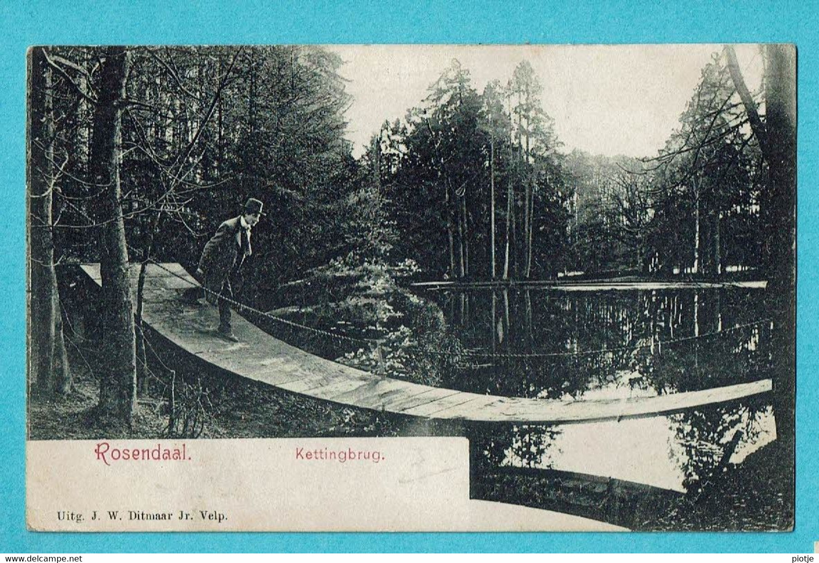 * Rosendaal (Velp Rozendaal - Gelderland) * (Uitg J.W. Ditmaar Jr. Velp) Kettingbrug, Pont, Bridge, Bois, étang, Parc - Velp / Rozendaal