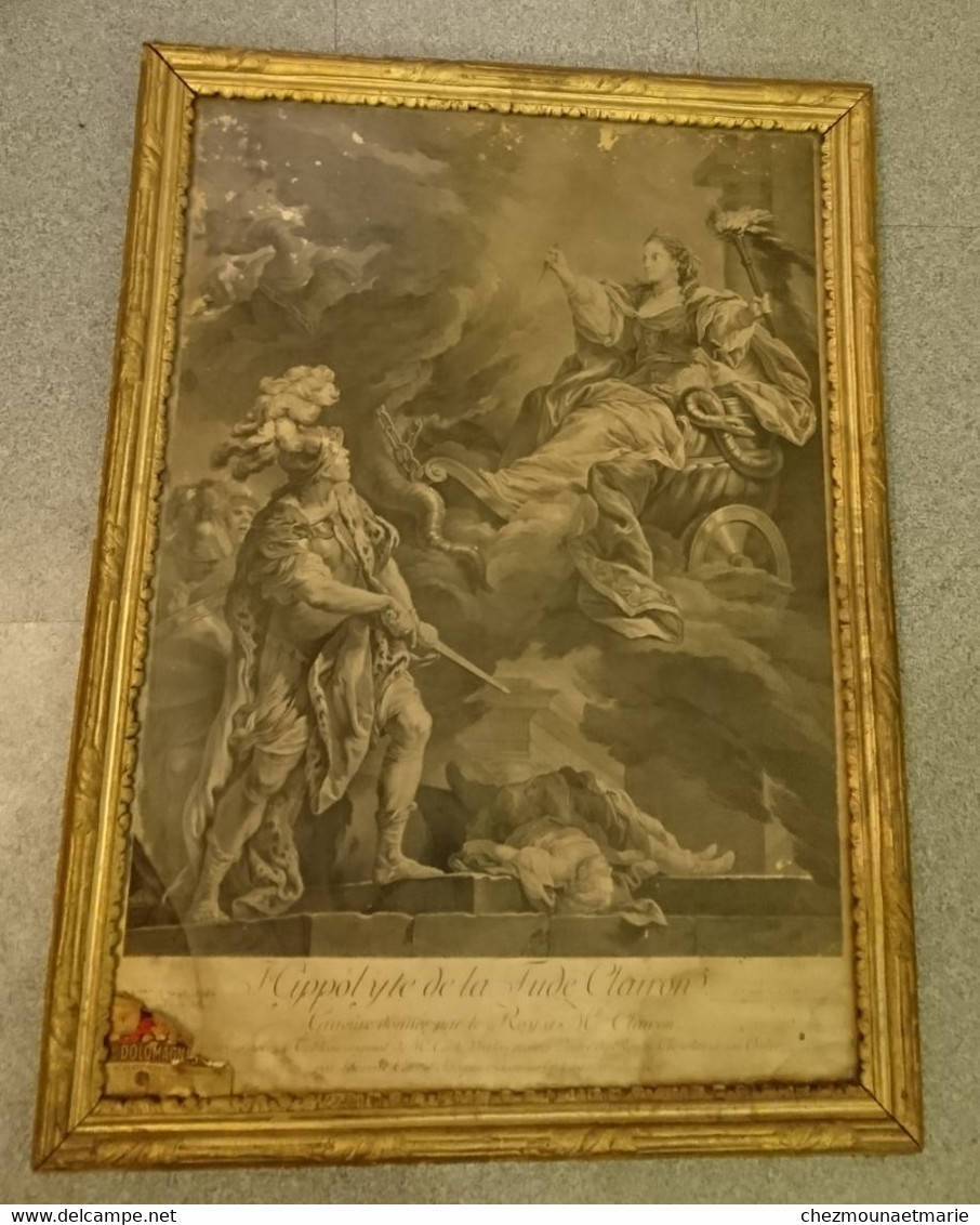 HIPPOLYTE DE LA TUDE CLAIRON GRAVURE DONNEE PAR LE ROI TAILLE CADRE 78*59CM D'après Le Tableau De Charles Van Loo. - Estampes & Gravures