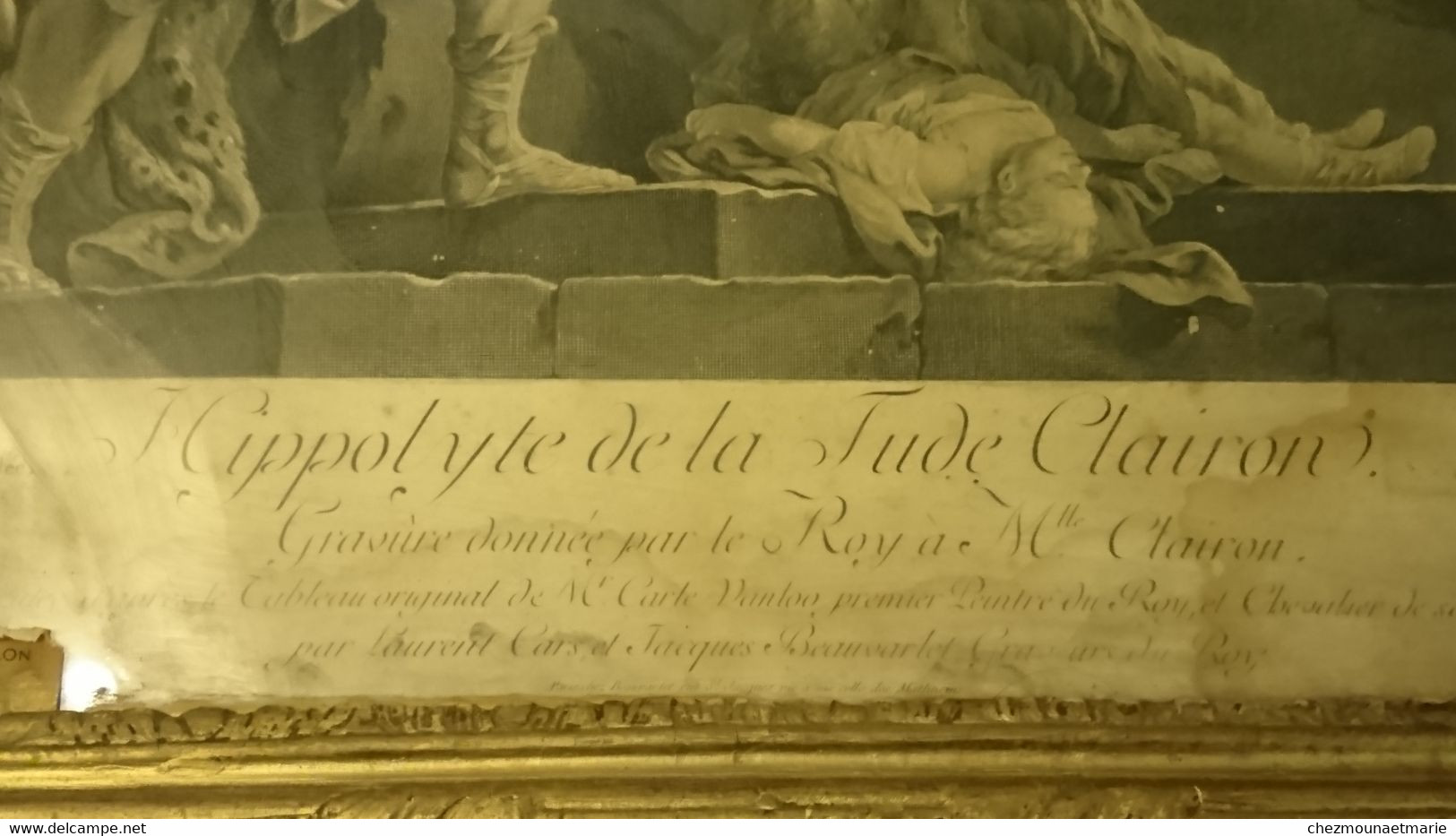 HIPPOLYTE DE LA TUDE CLAIRON GRAVURE DONNEE PAR LE ROI TAILLE CADRE 78*59CM D'après Le Tableau De Charles Van Loo. - Estampas & Grabados