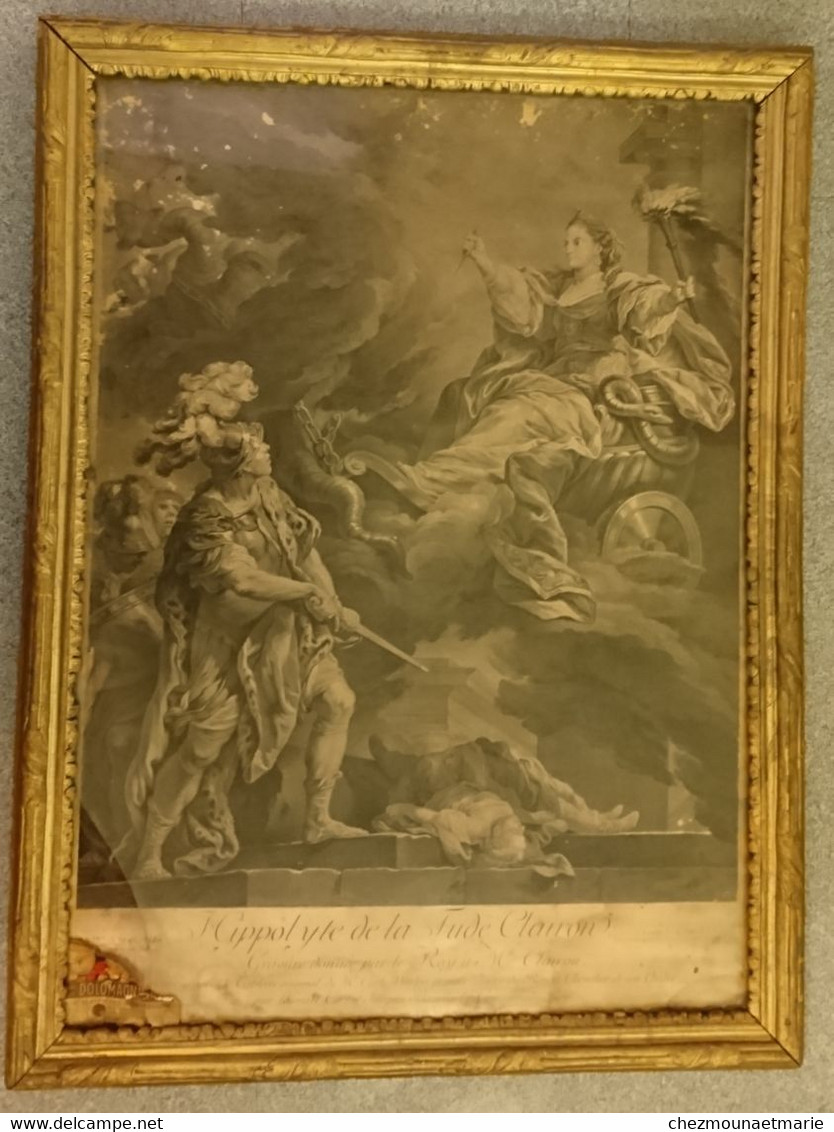 HIPPOLYTE DE LA TUDE CLAIRON GRAVURE DONNEE PAR LE ROI TAILLE CADRE 78*59CM D'après le tableau de Charles Van Loo.