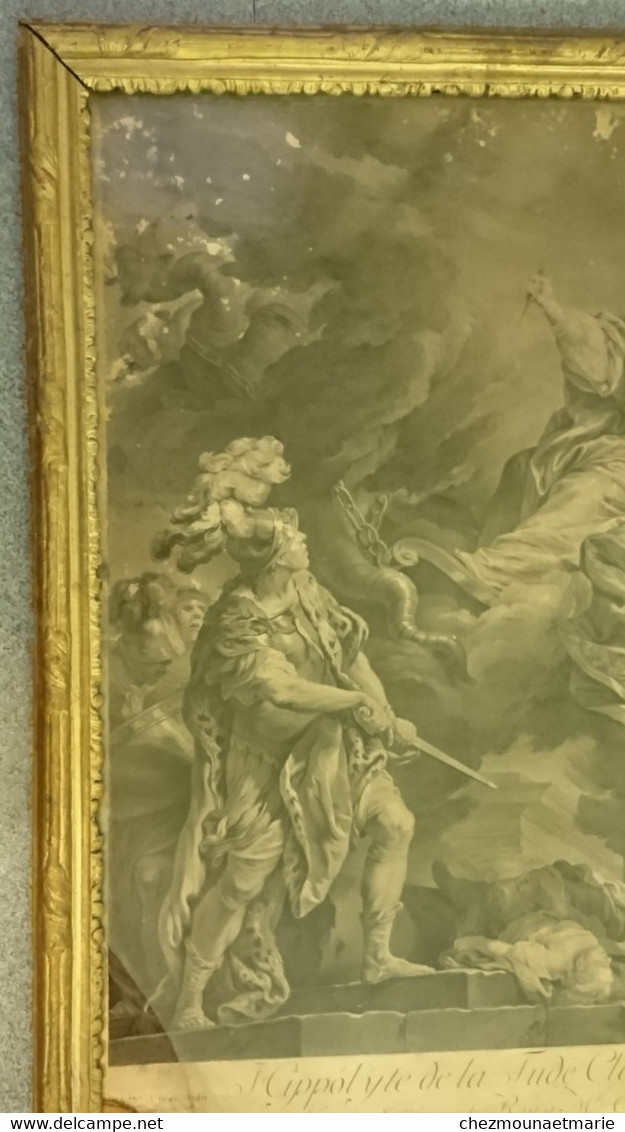 HIPPOLYTE DE LA TUDE CLAIRON GRAVURE DONNEE PAR LE ROI TAILLE CADRE 78*59CM D'après le tableau de Charles Van Loo.