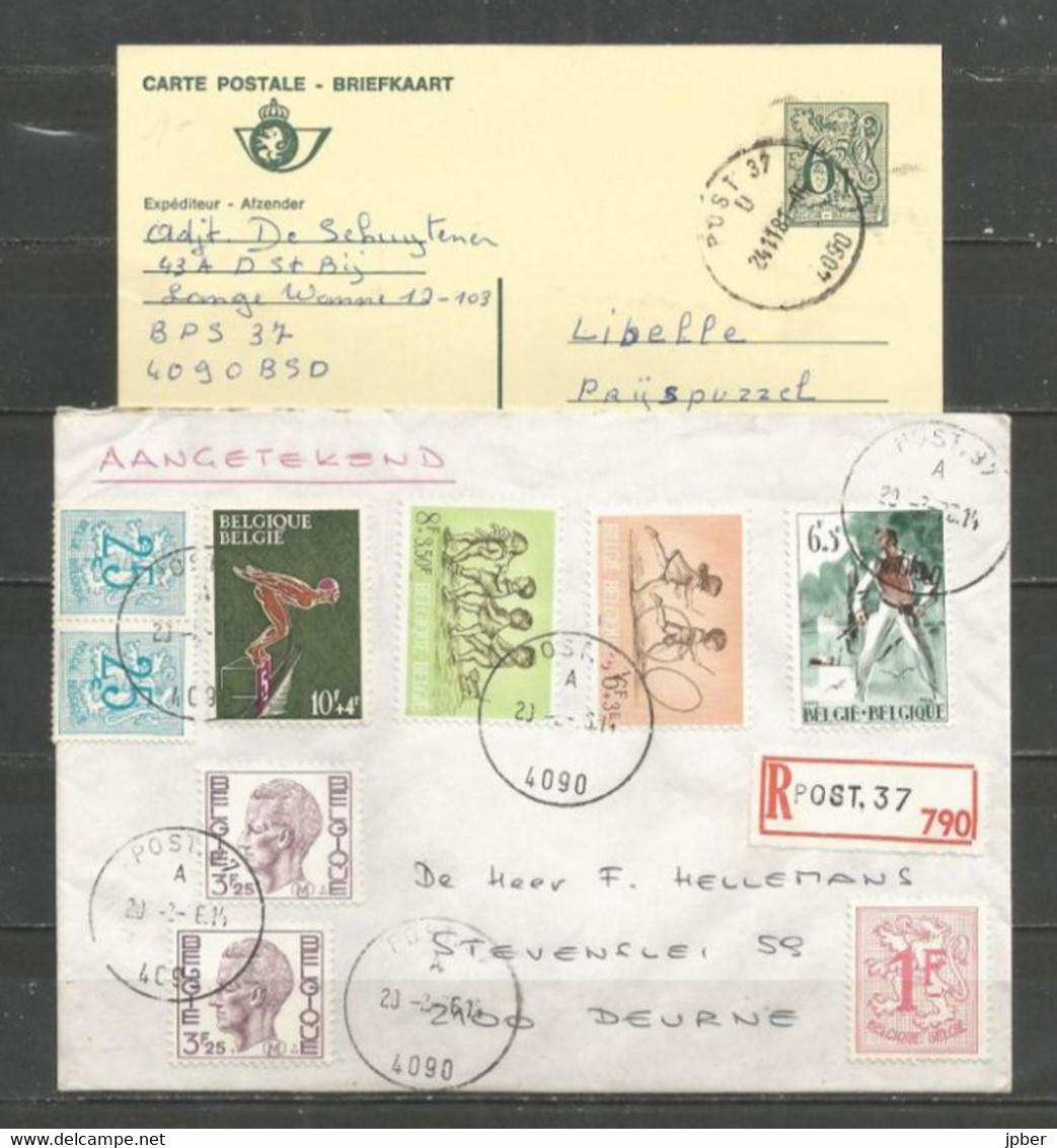 Belgique - Poste Militaire - Cachet "POST.37 4090" - Différents Types Et Dates - Dont 2 Recommandés - Briefe U. Dokumente