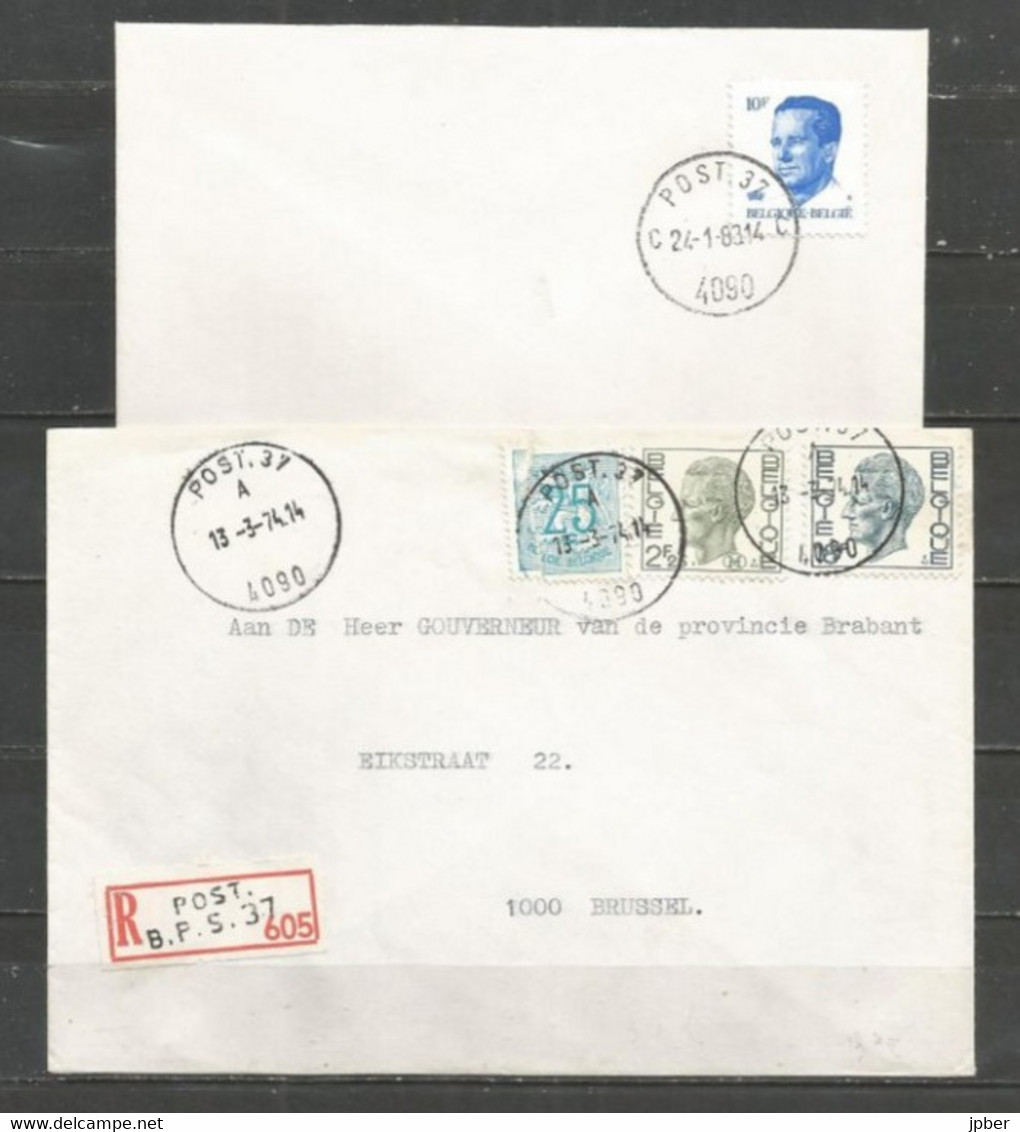 Belgique - Poste Militaire - Cachet "POST.37 4090" - Différents Types Et Dates - Dont 2 Recommandés - Brieven En Documenten