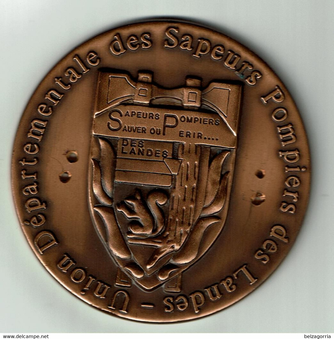 MEDAILLE De TABLE  UNION DEPARTEMENTALE Des SAPEURS POMPIERS Des LANDES Année 2000 Nominative VOIR SCANS - Feuerwehr