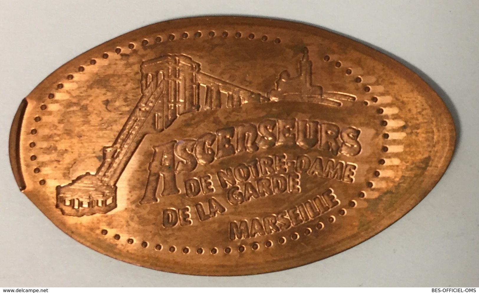 13 MARSEILLE NOTRE-DAME DE LA GARDE ASCENSEURS PIÈCE ÉCRASÉE ELONGATED COIN TOURISTIQUE MEDALS TOKENS PIÈCE MONNAIE - Elongated Coins