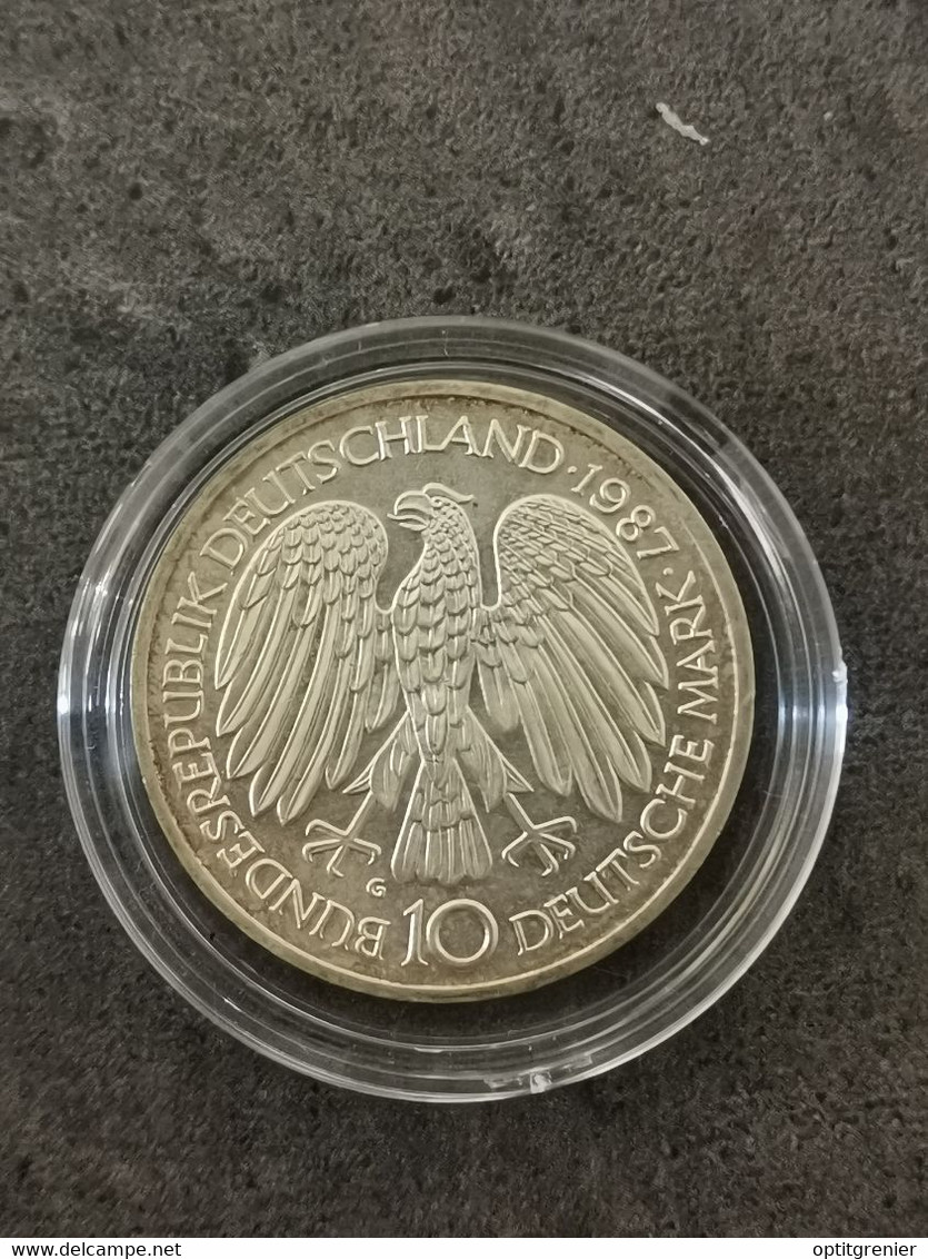 10 DEUTSCHE MARK 1987 G ARGENT ALLEMAGNE / DEUTSCHLAND SILVER / CAPSULE - Sammlungen