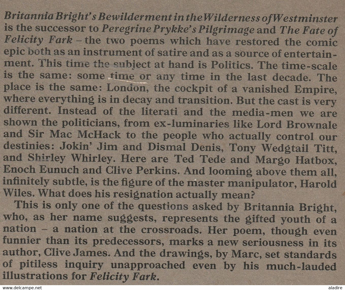 BRITANNIA BRIGHT'S Bewilderment In The Wilderness Of Westminster - Clive James - Illustrations By MARC - 1976 - Zonder Classificatie